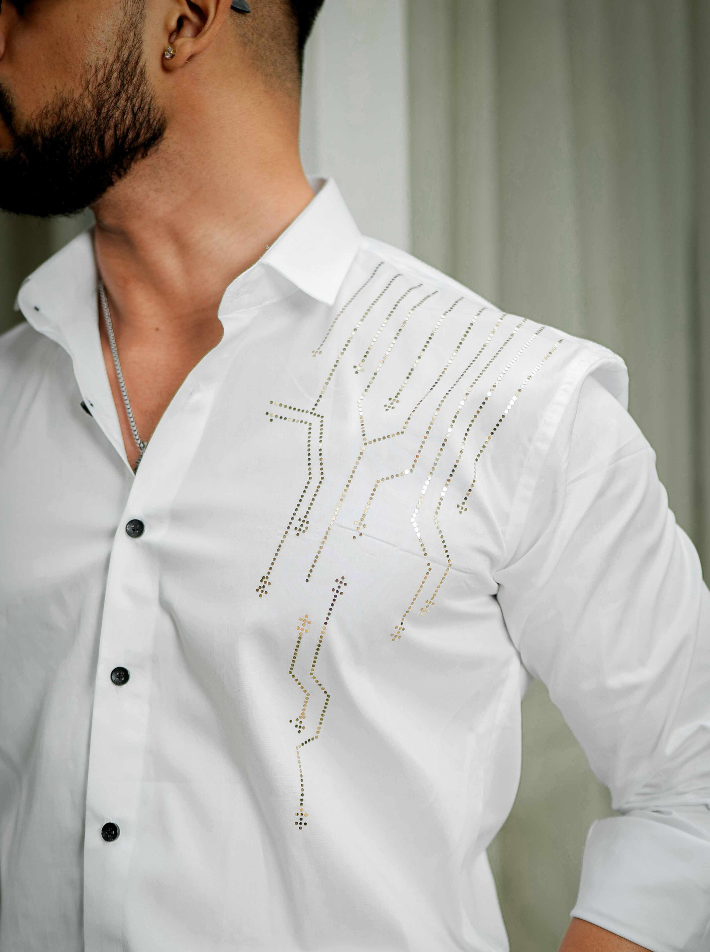 White Club Wear Satin Cotton Party Shirt – The Foomer