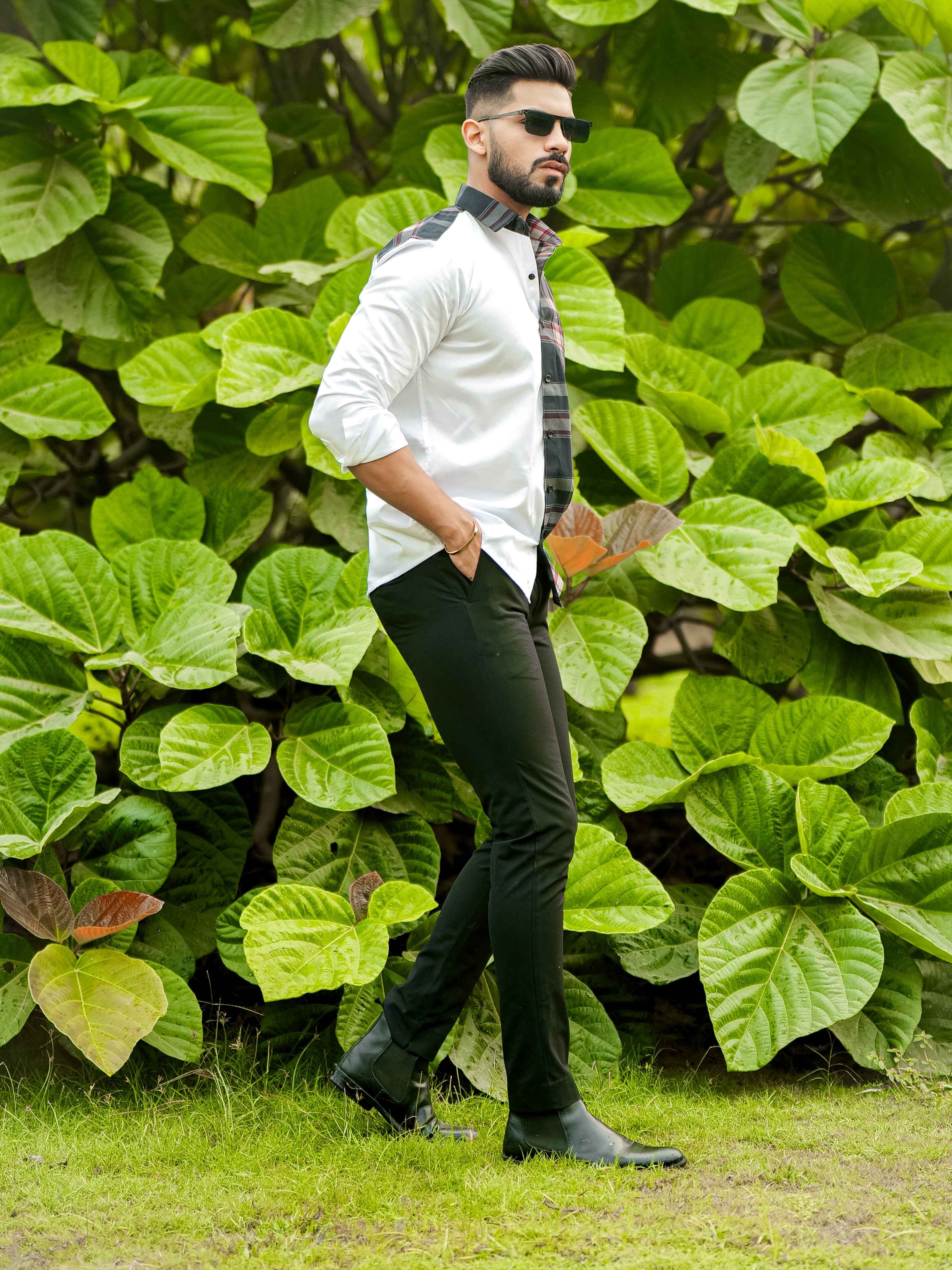 White Satin Cotton Designer Shirt