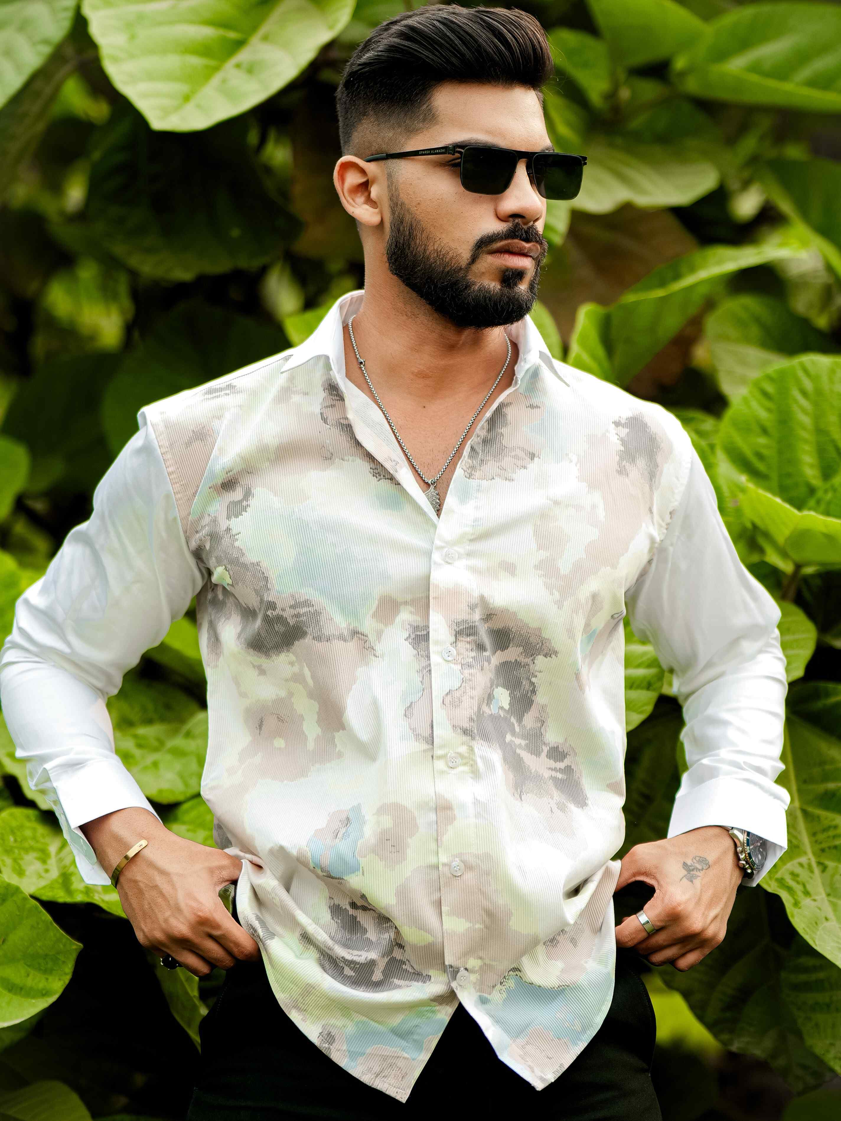 Buy a Cotton White Printed Formal Shirt – The Foomer