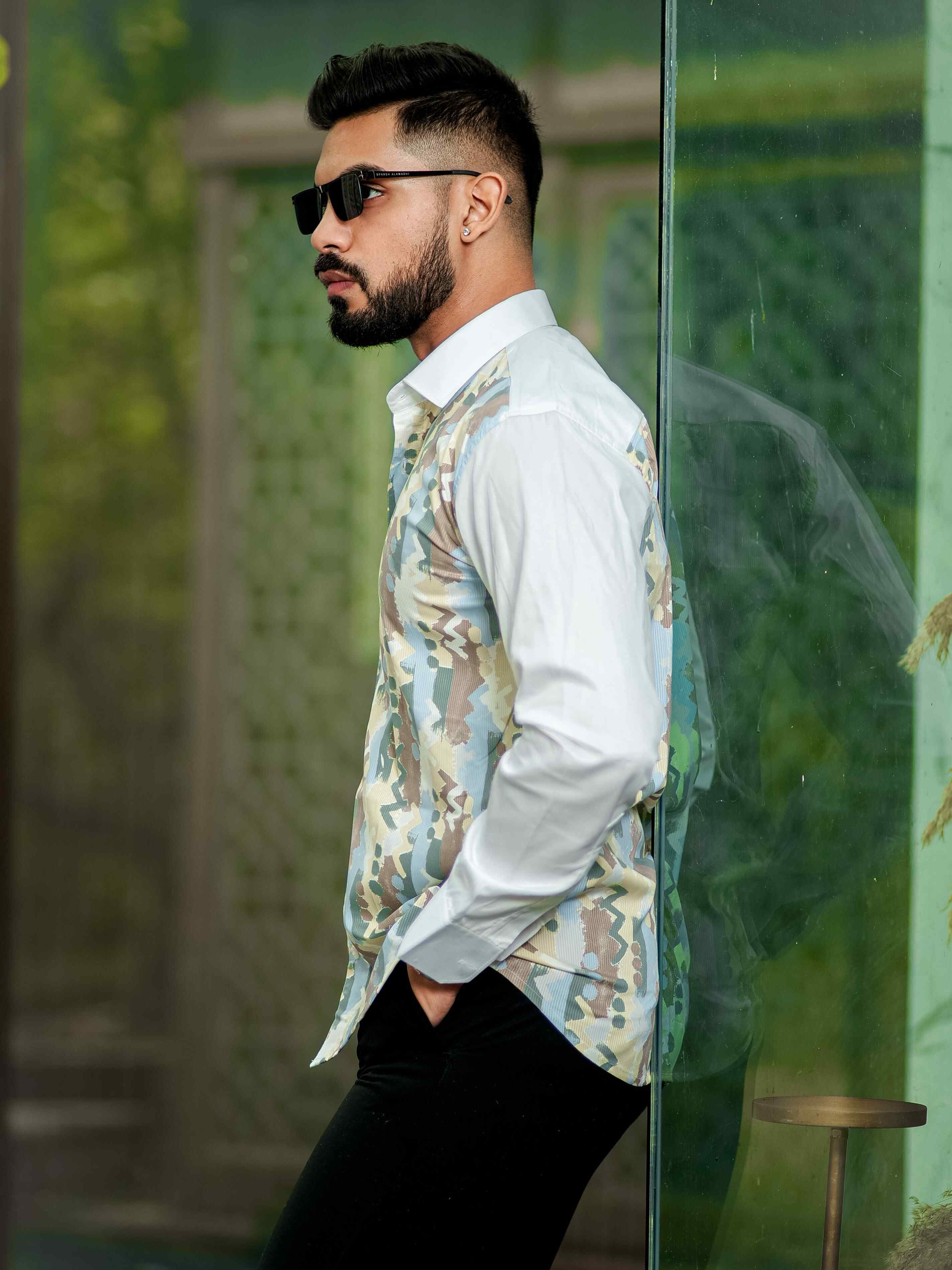 White Printed Premium Shirt for Men's