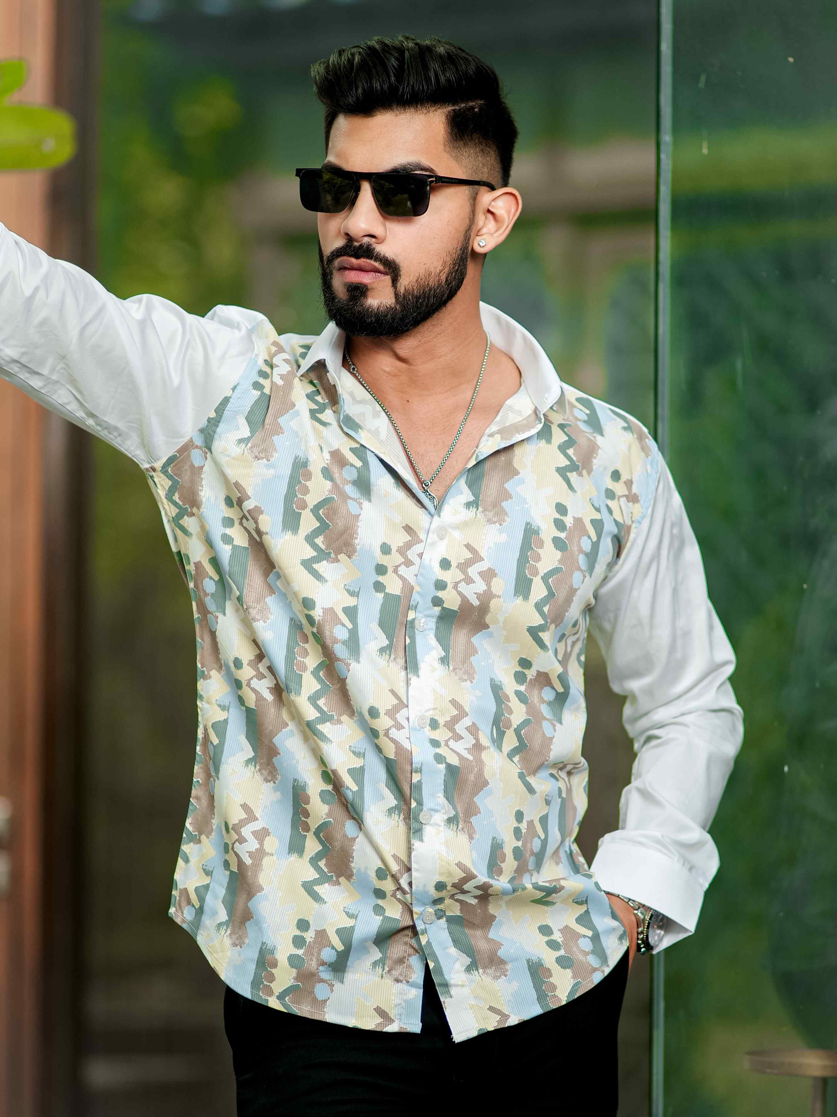 White Printed Premium Shirt for Men's