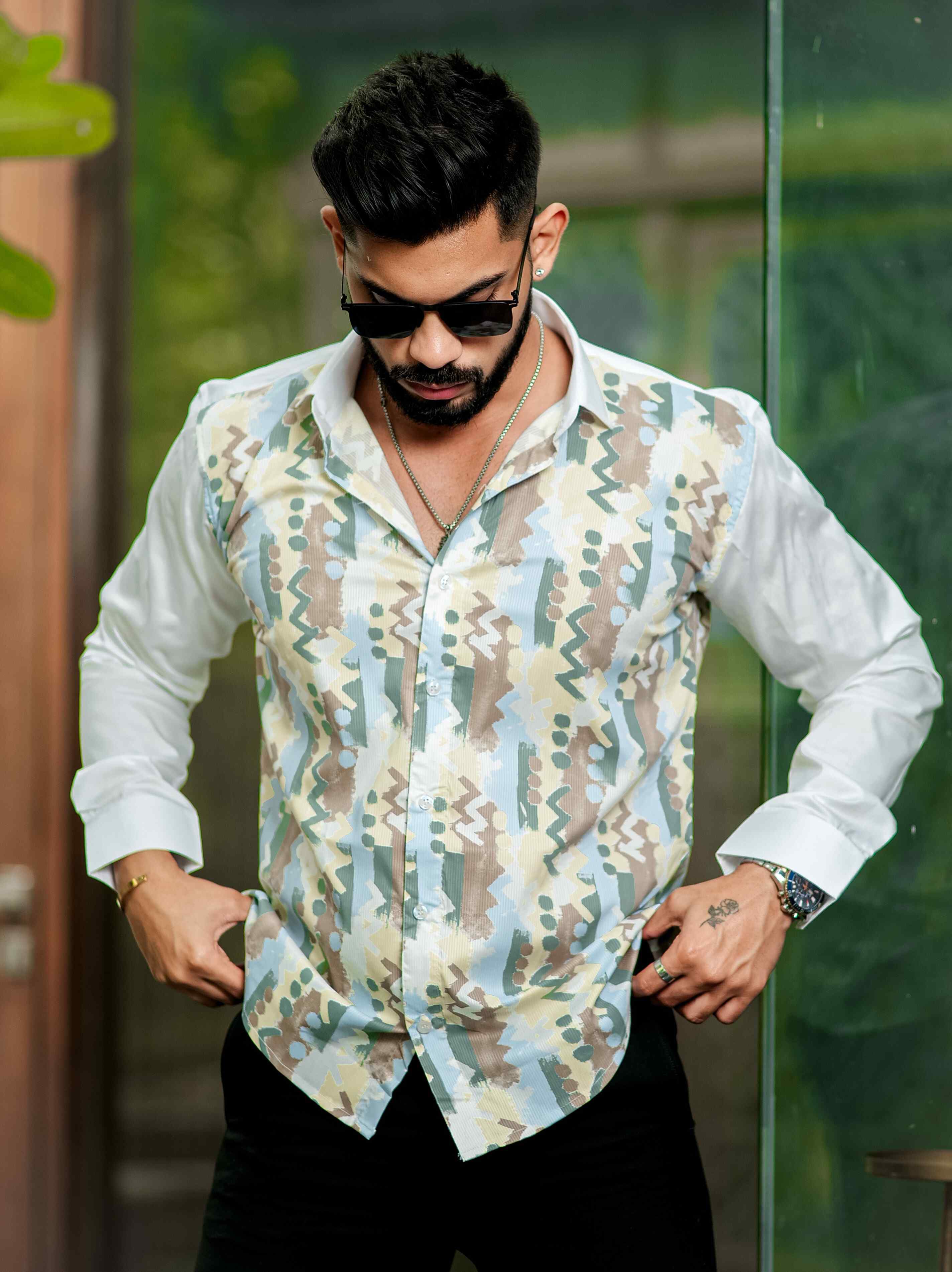 White Printed Premium Shirt for Men's