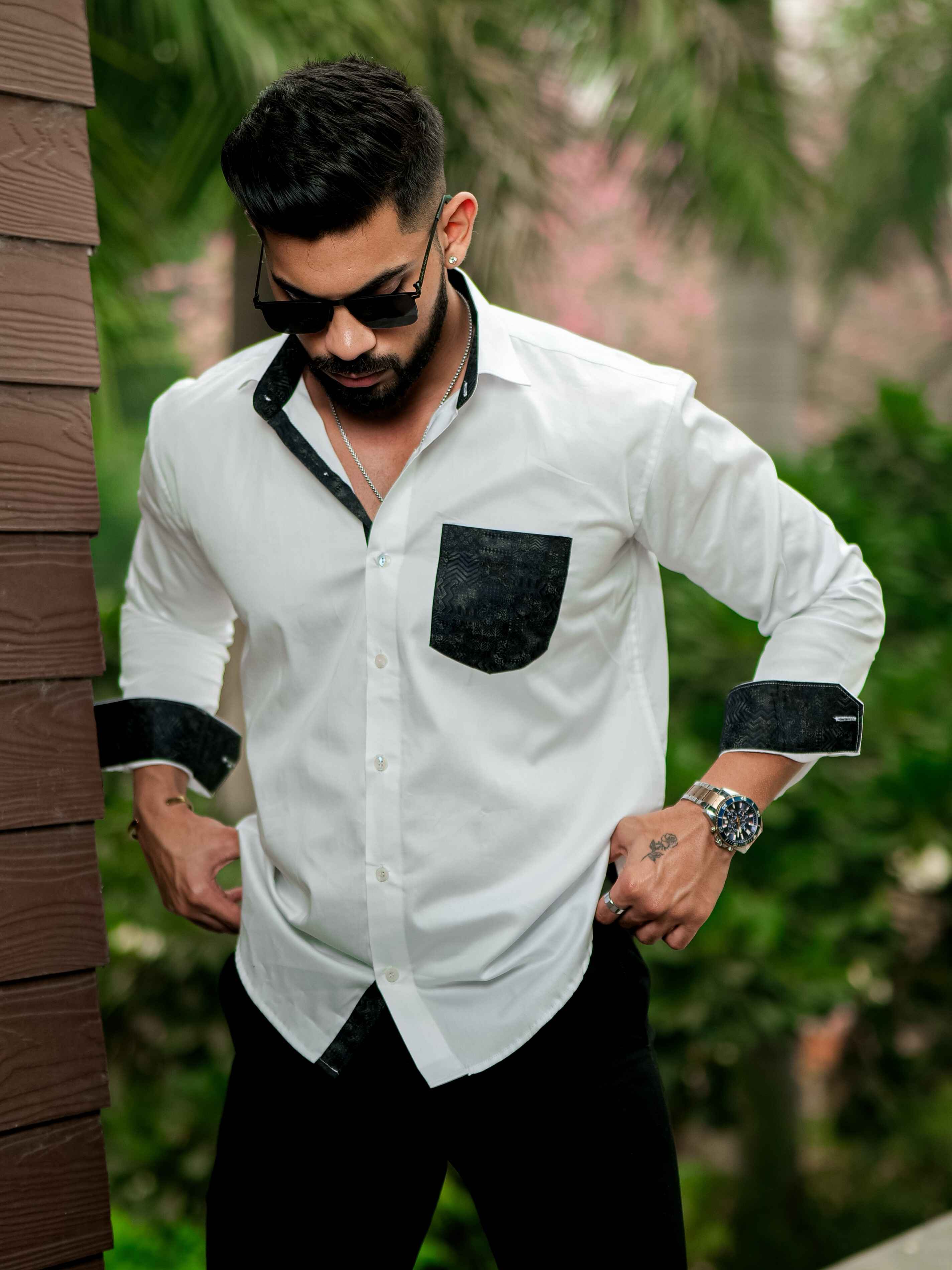 White Satin Cotton Designer Shirt