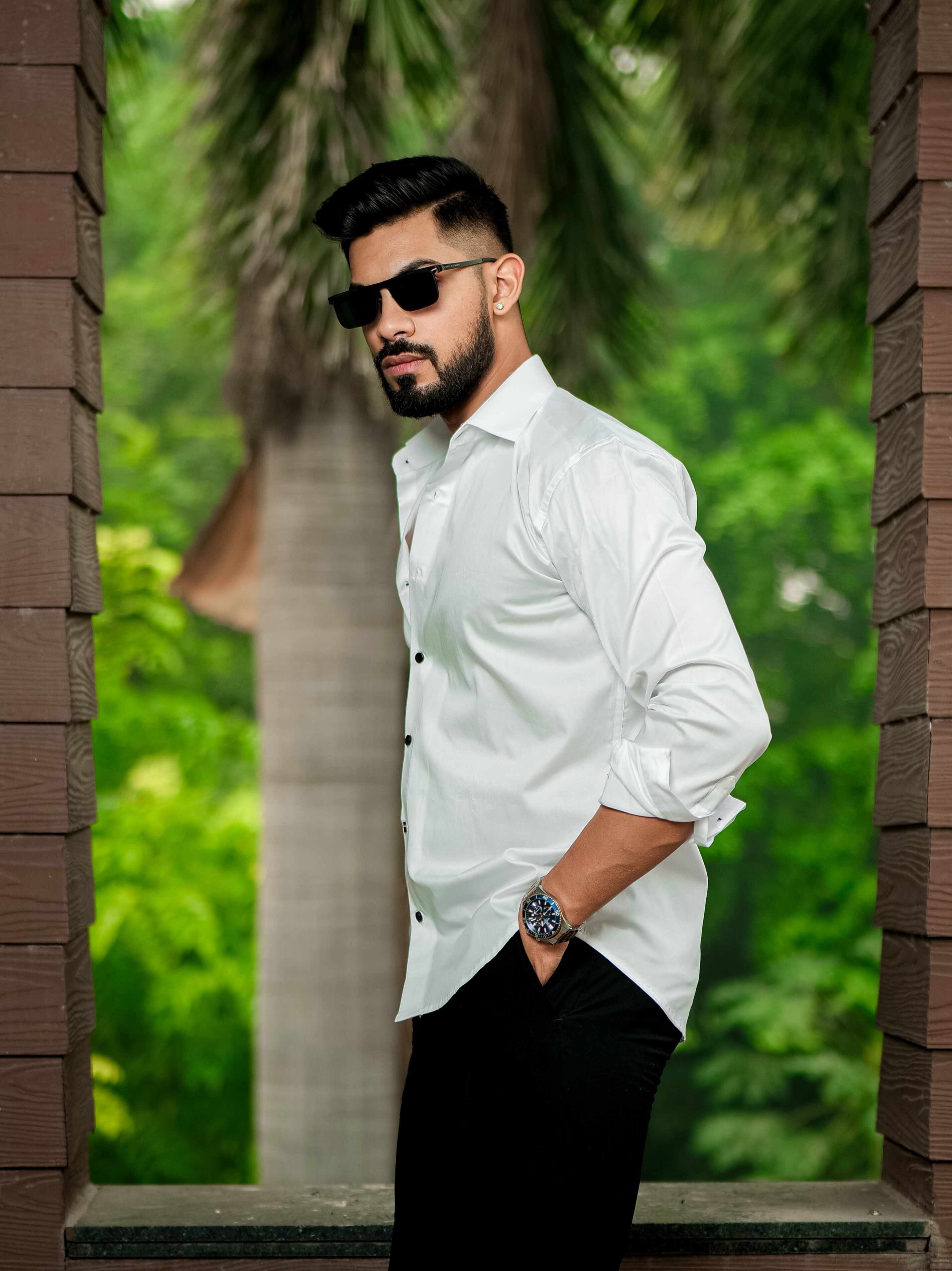 White Club Wear Printed Satin Cotton Shirt