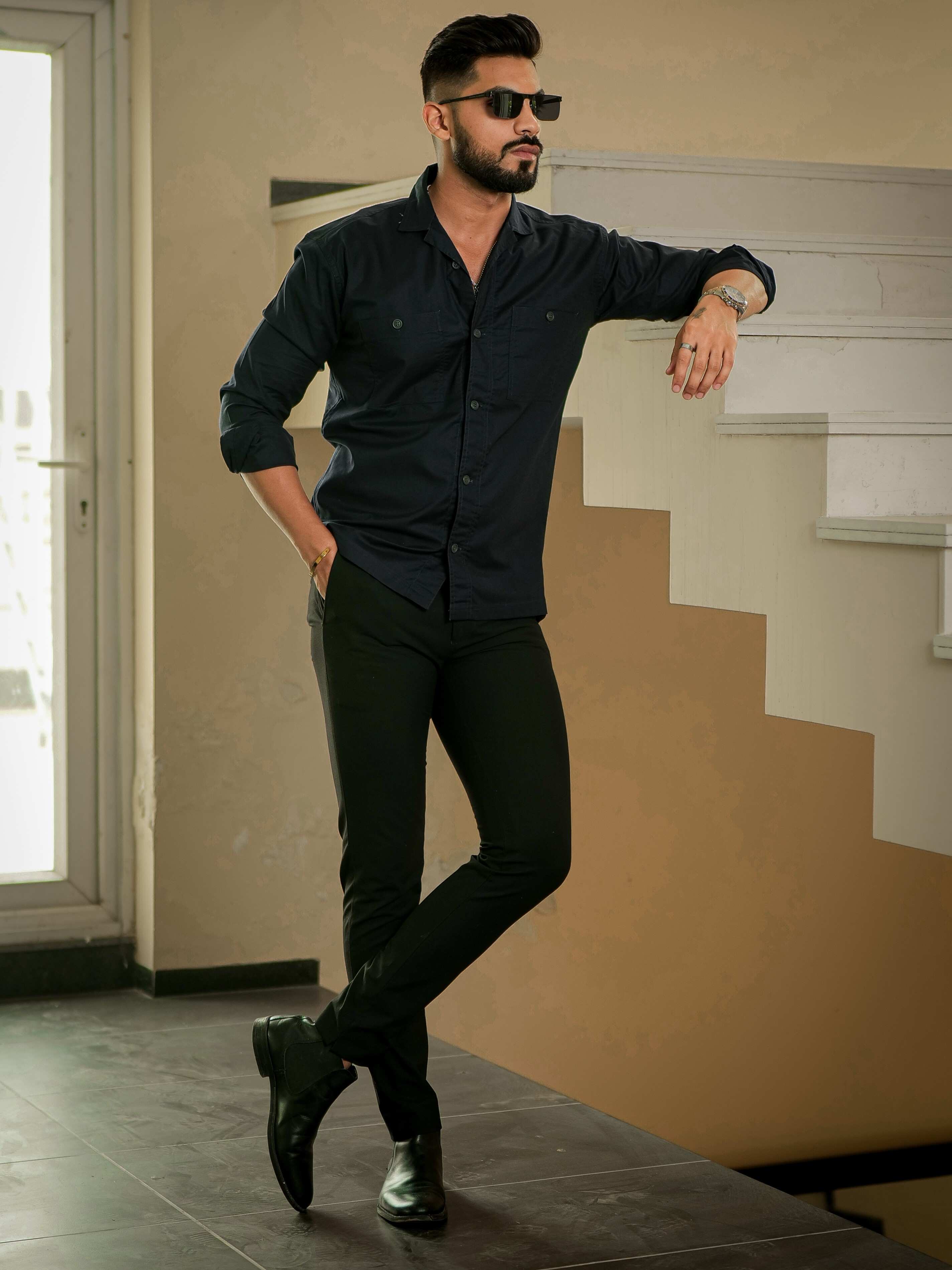 Navy Oxford Cotton Over Shirt