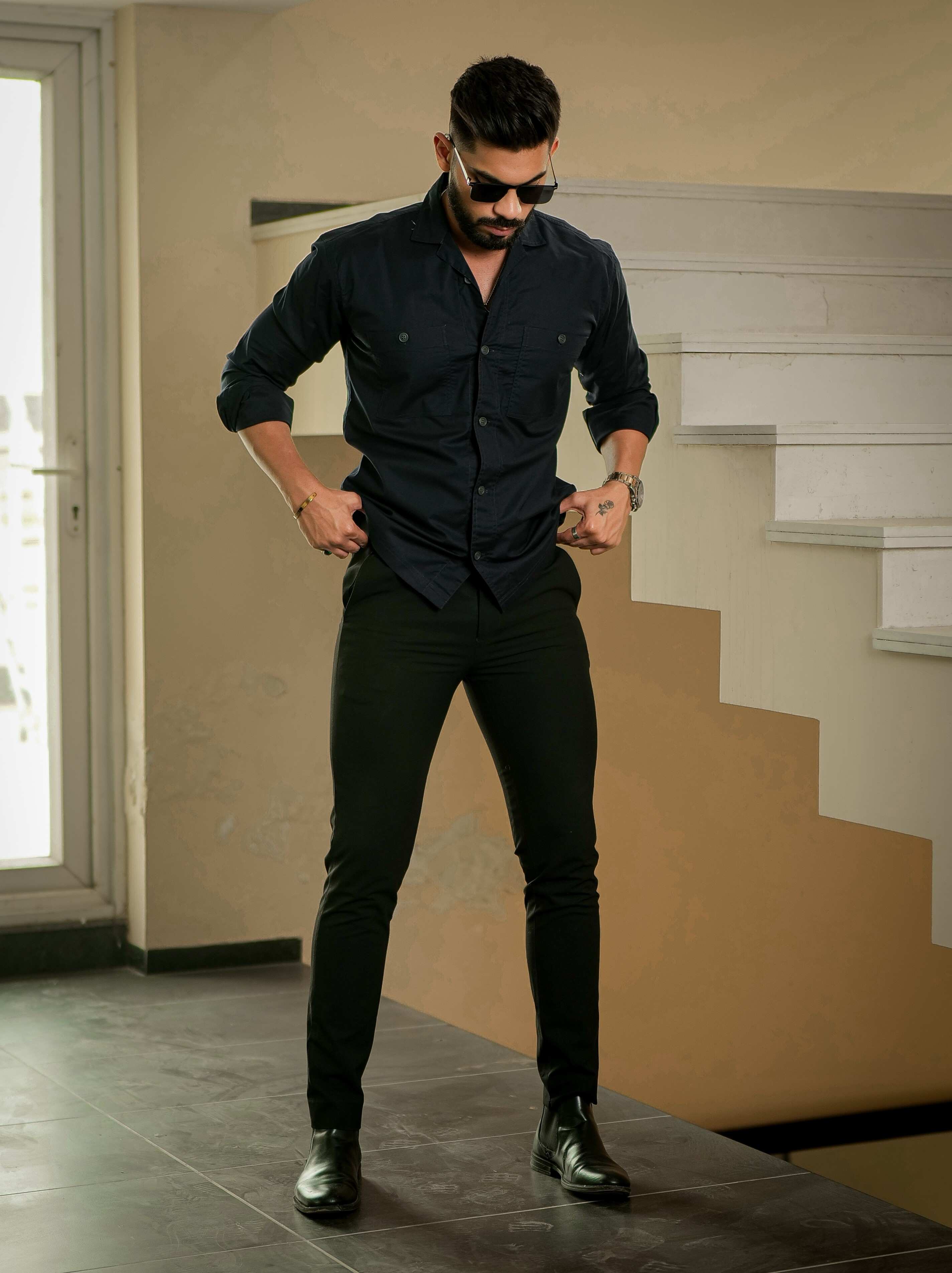 Navy Oxford Cotton Over Shirt