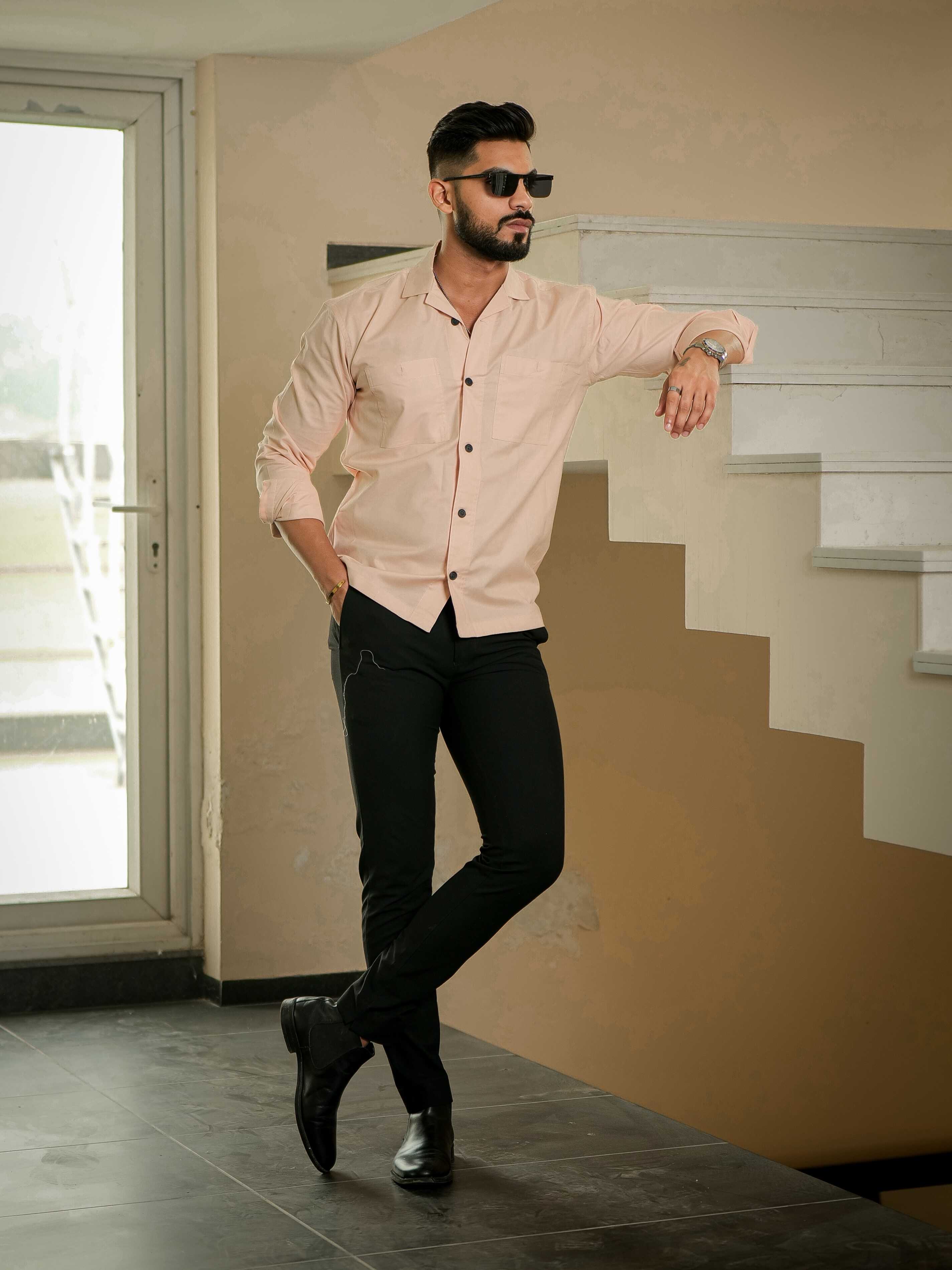 Peach Oxford Cotton Over Shirt