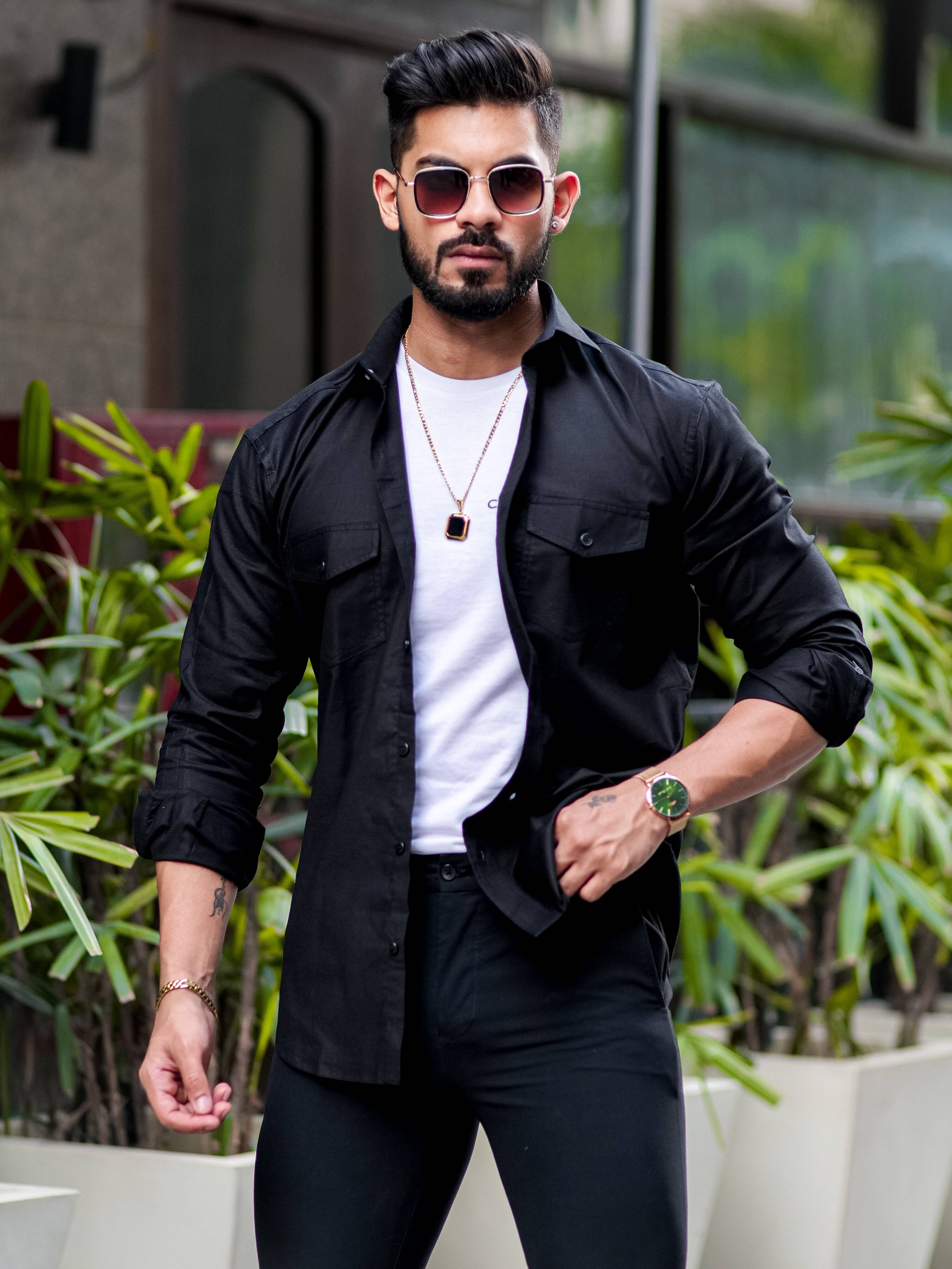 Black Oxford Premium Cotton Over Shirt