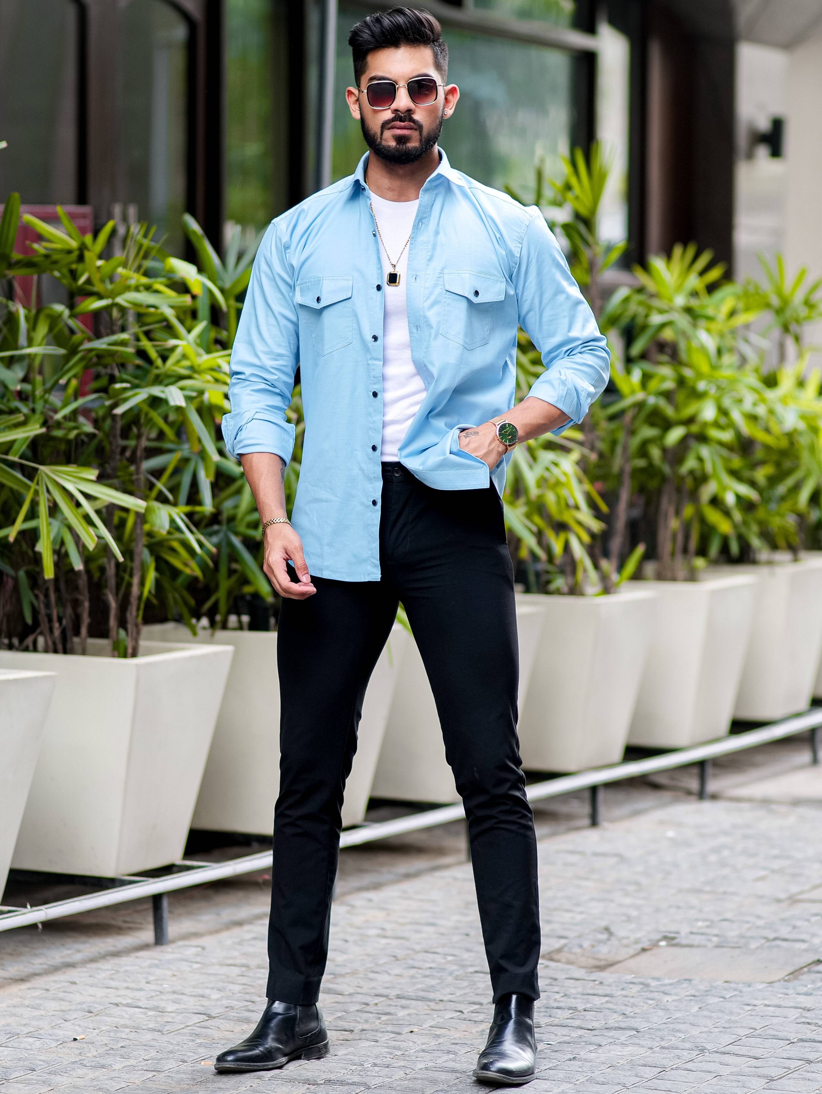 Sky Oxford Premium Cotton Over Shirt1