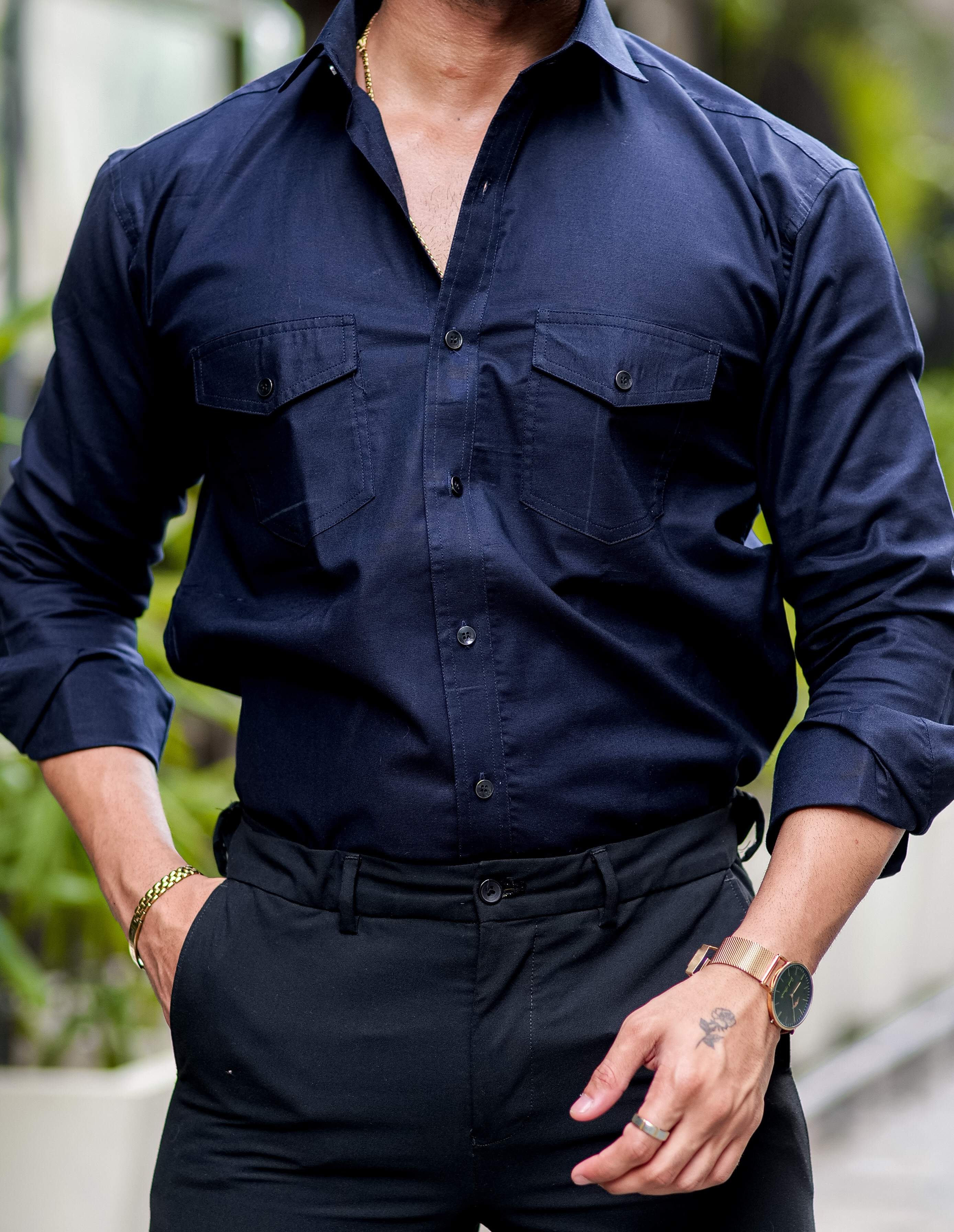 Navy Blue Oxford Premium Cotton Over Shirt