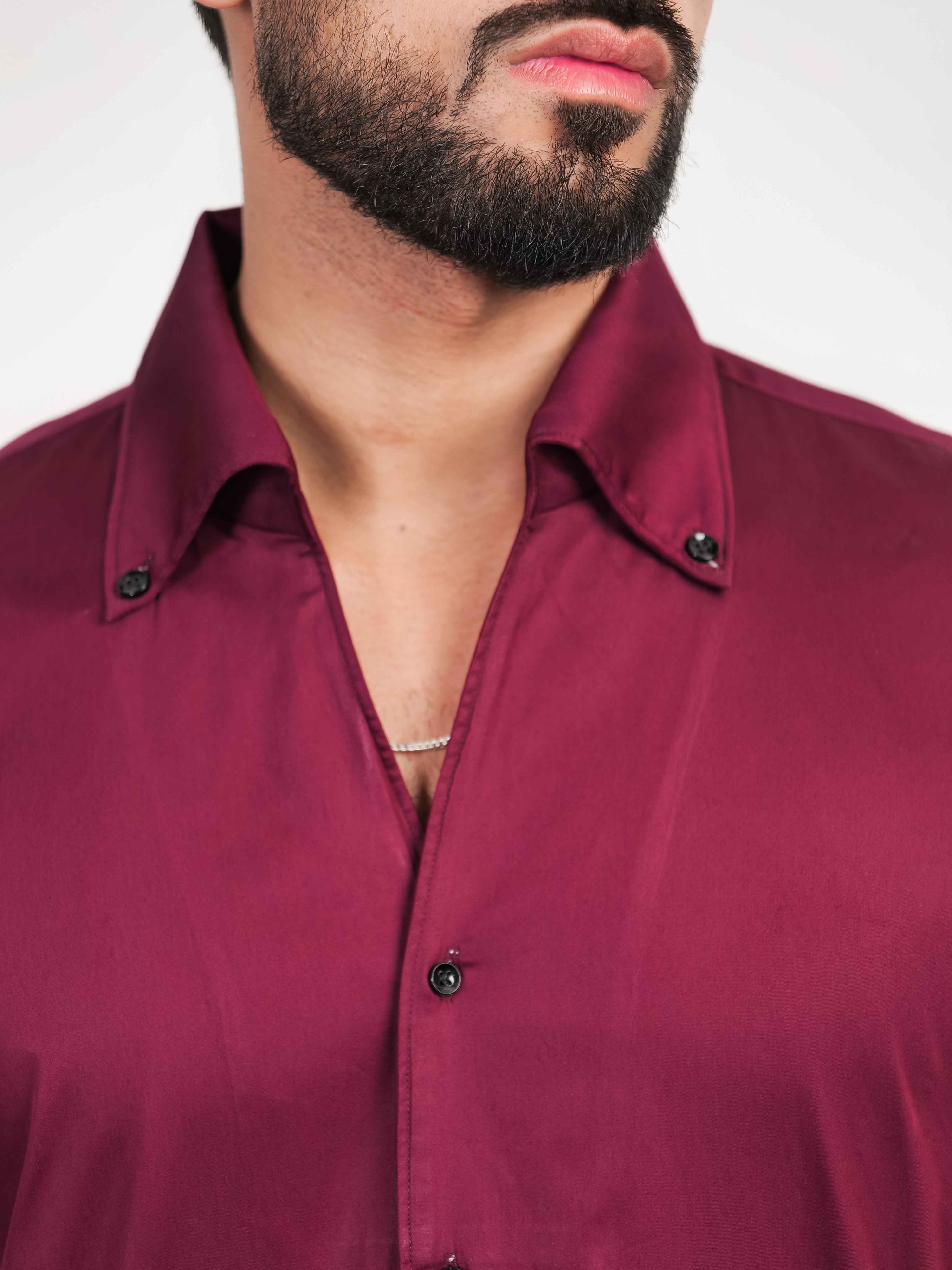 FOOMER FORMY WINEBERRY LUXURY SATIN SHIRT FOR MEN'S