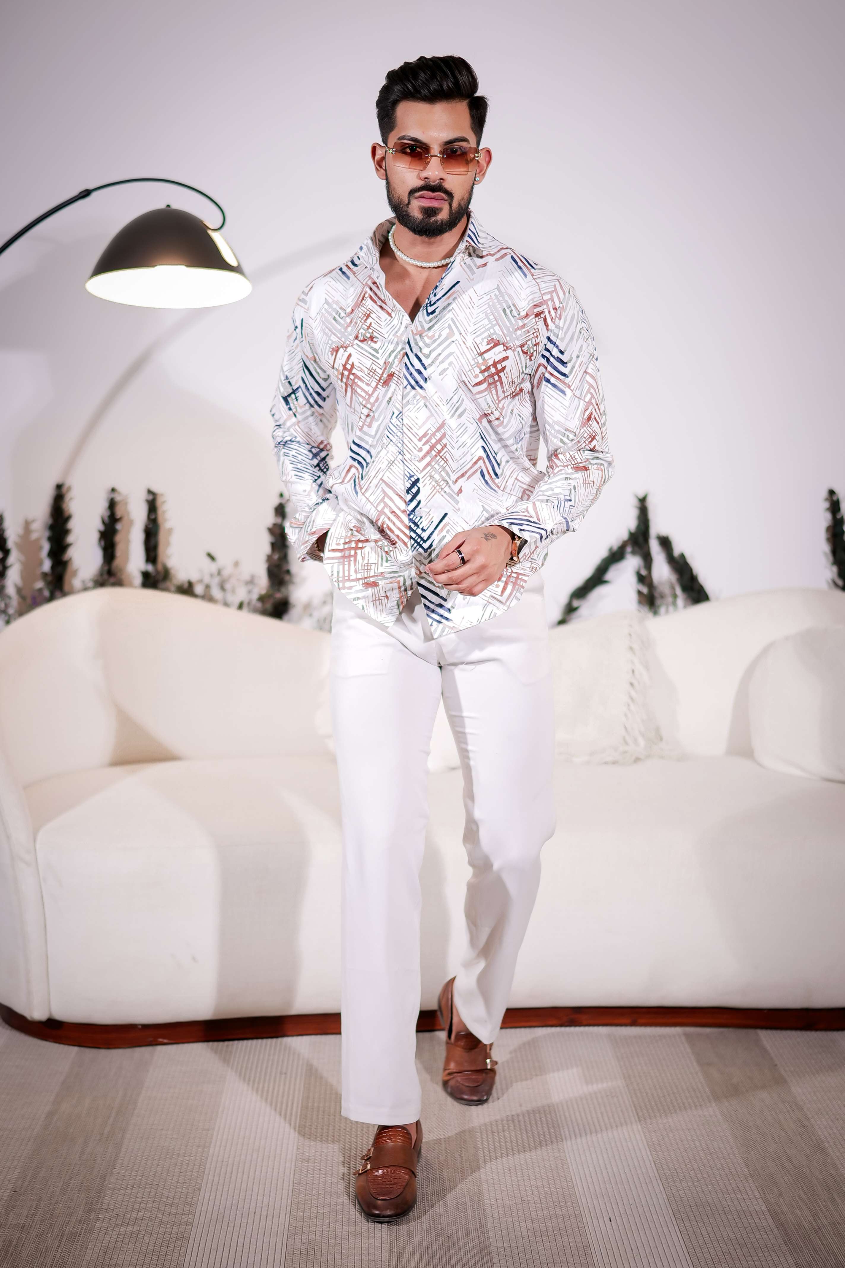 White-Maroon Multicolor Imported Premium Shirt for Men's