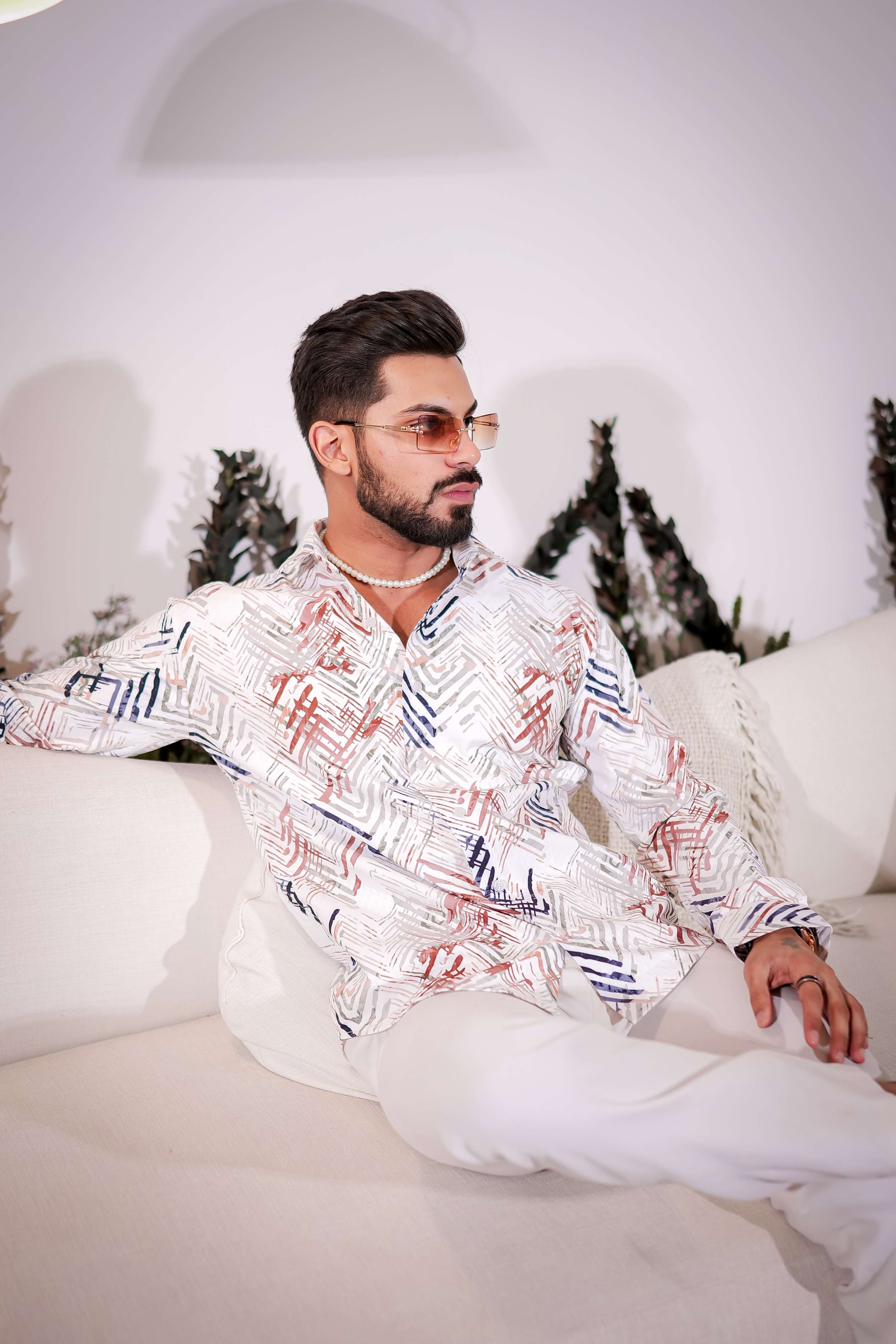 White-Maroon Multicolor Imported Premium Shirt for Men's