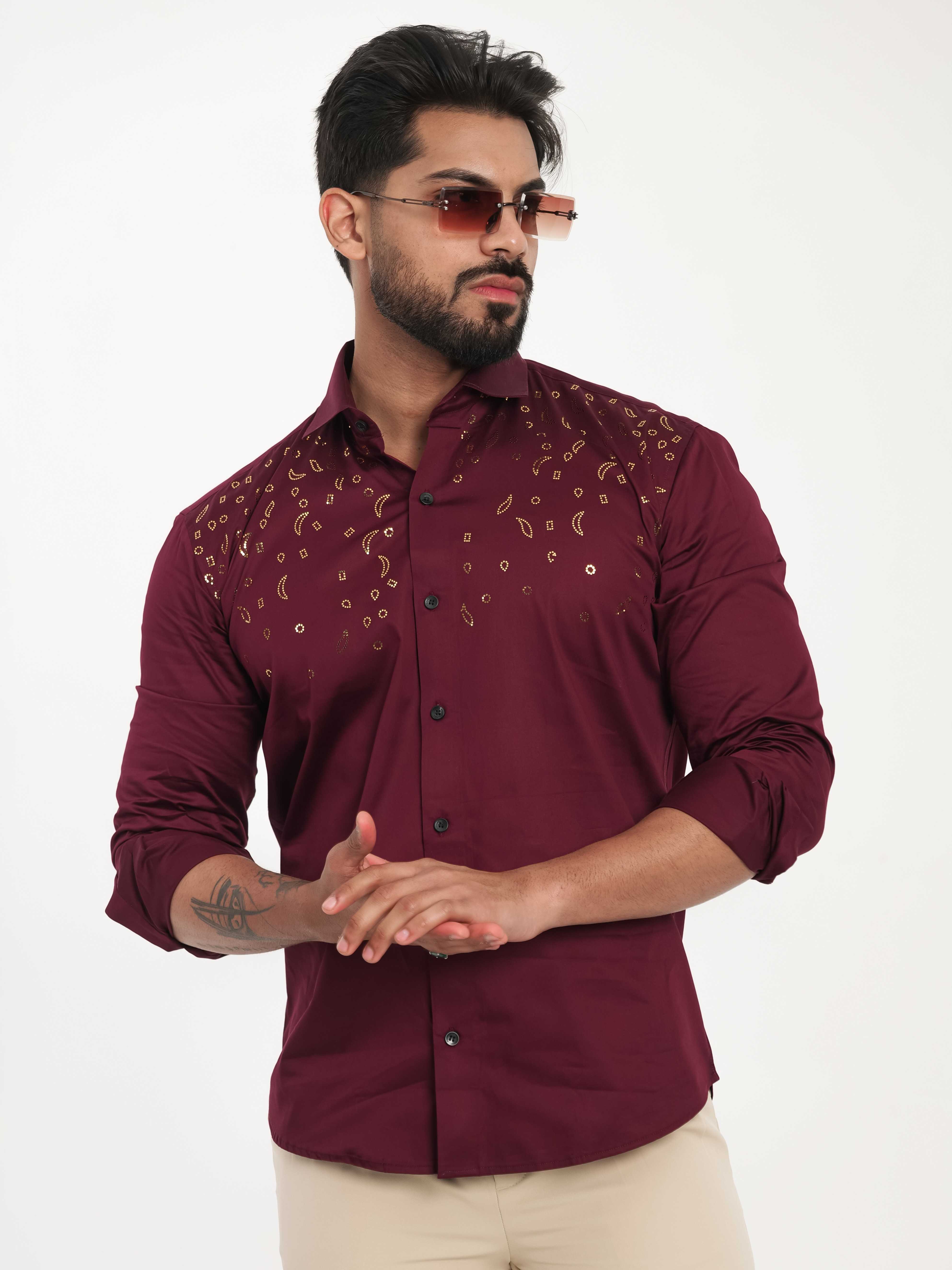 FOOMER WINE SEQUENCE DESIGNER SHIRT FOR MEN'S