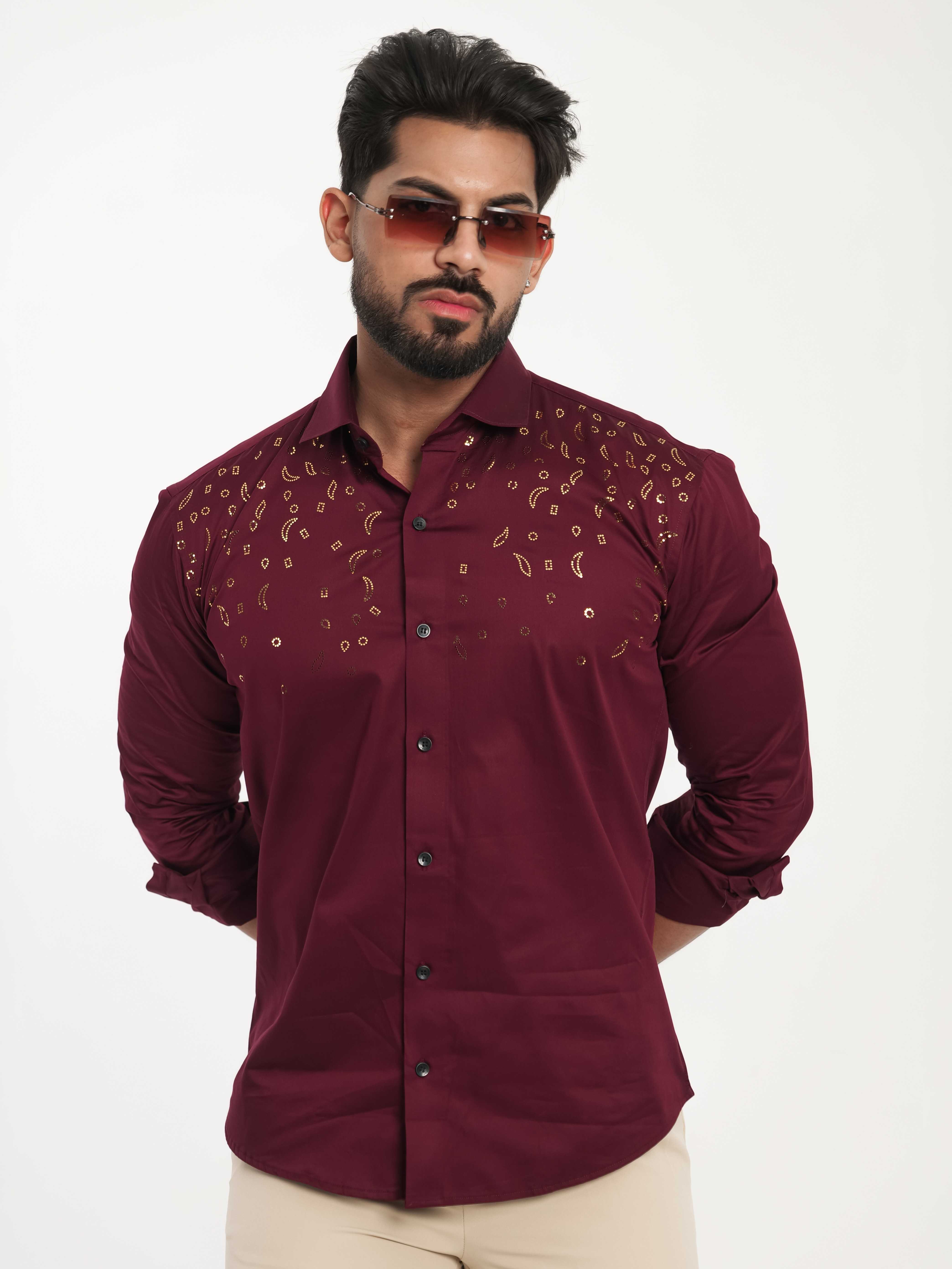 FOOMER WINE SEQUENCE DESIGNER SHIRT FOR MEN'S