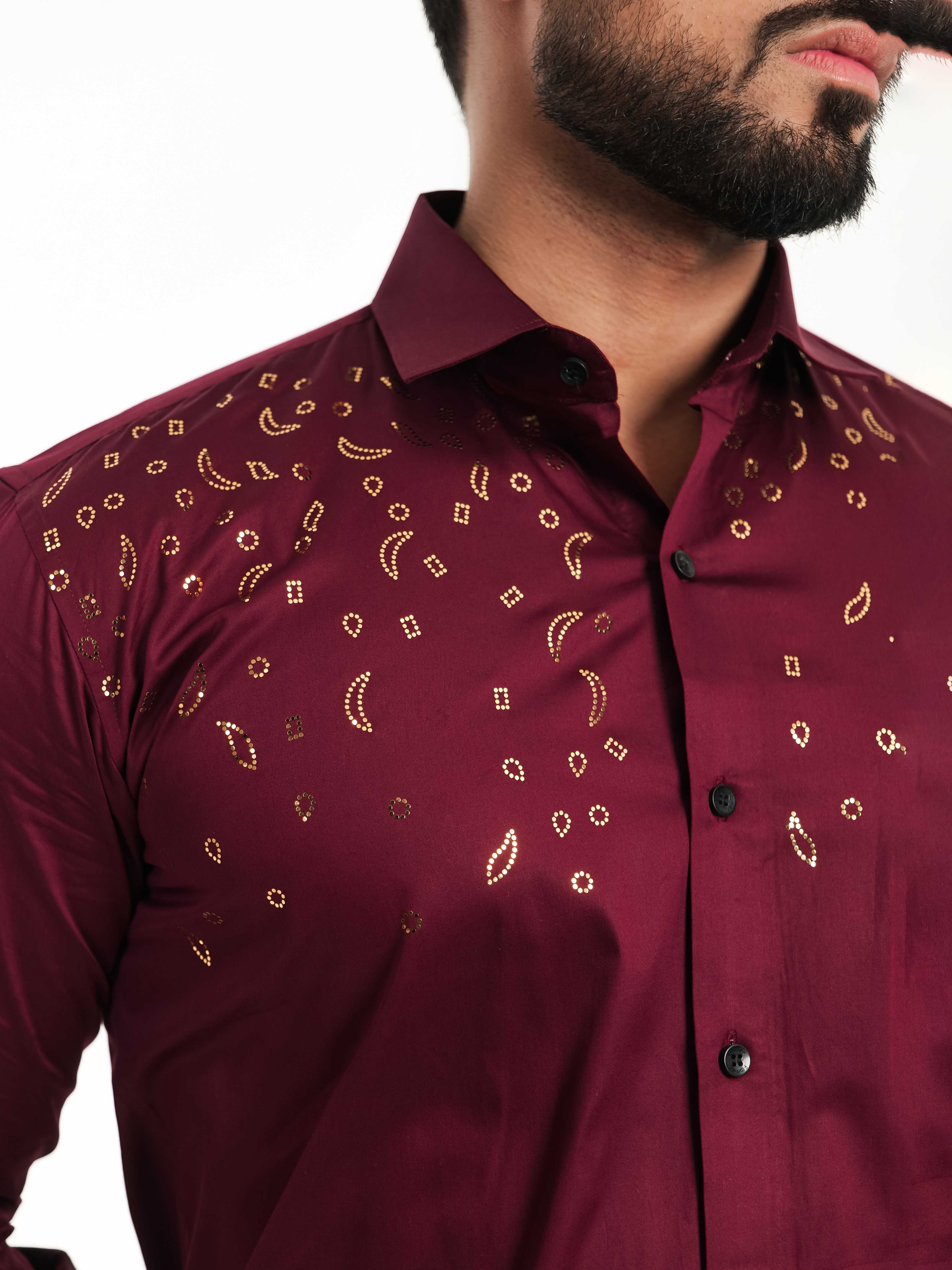FOOMER WINE SEQUENCE DESIGNER SHIRT FOR MEN'S