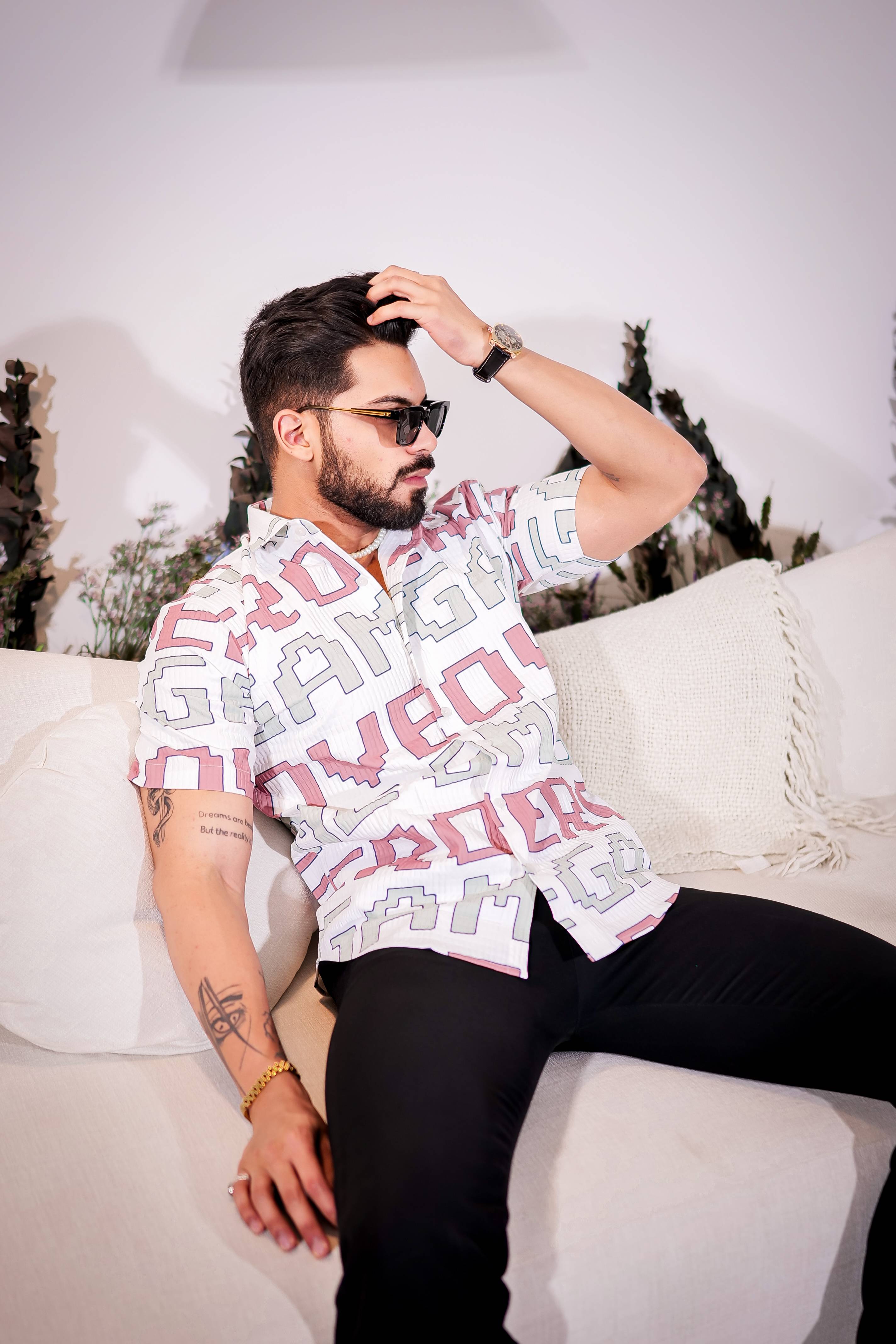 White Character Half Sleeve Imported Premium Shirt for Men's