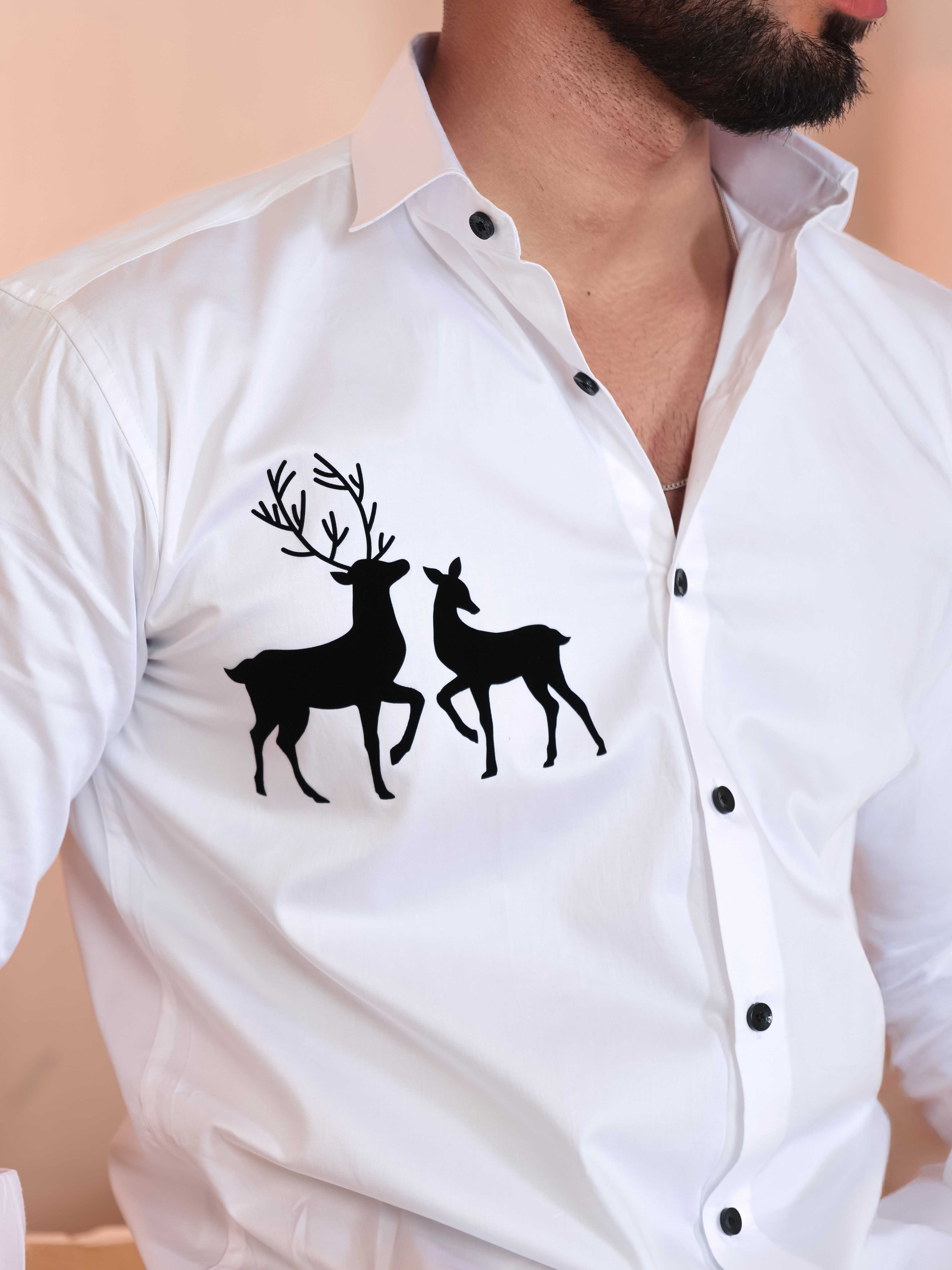 FOOMER WHITE DEER DESIGNER SHIRT FOR MEN'S
