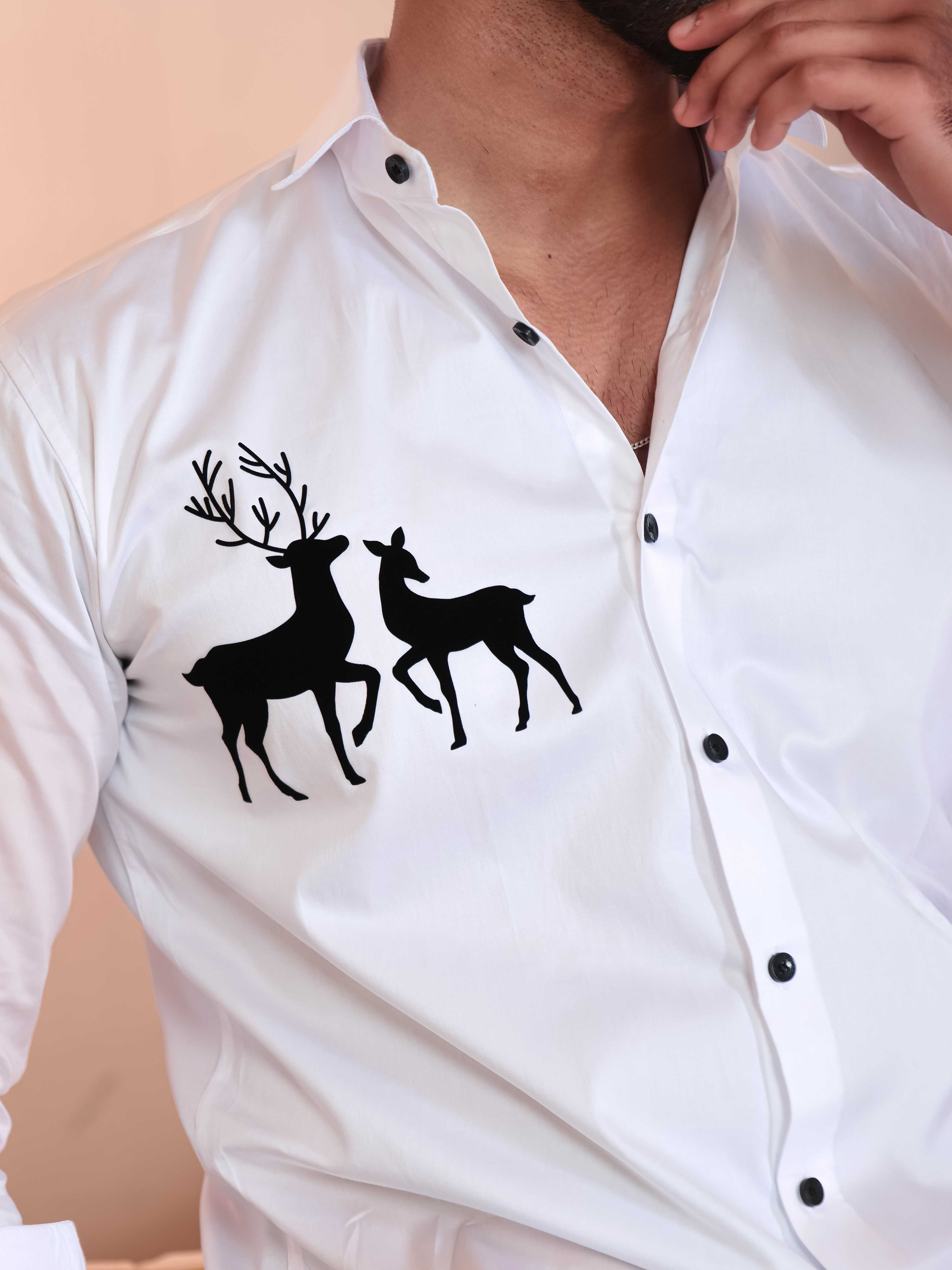 FOOMER WHITE DEER DESIGNER SHIRT FOR MEN'S