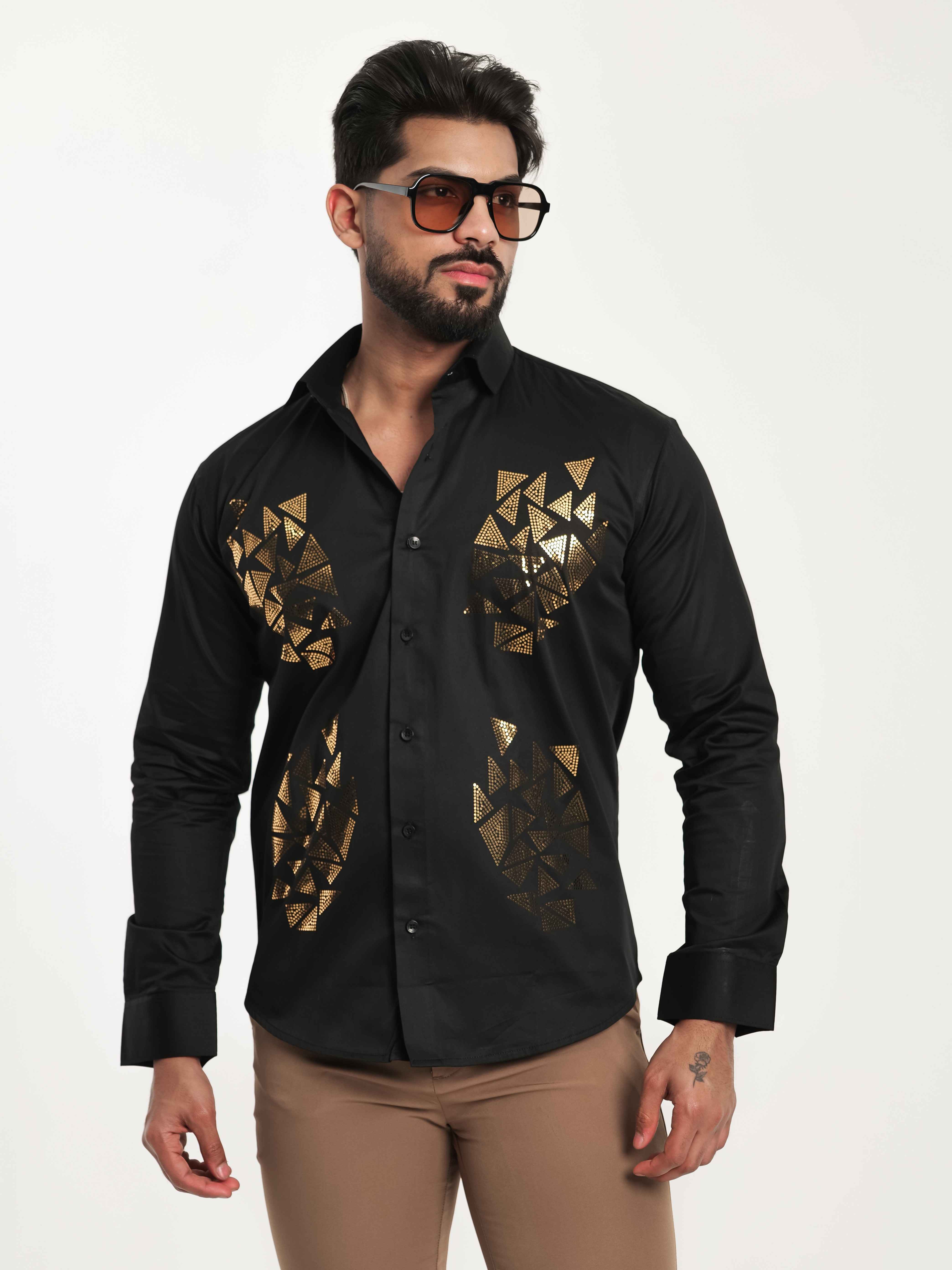 FOOMER BLACK SEQUENCE DESIGNER SHIRT FOR MEN'S
