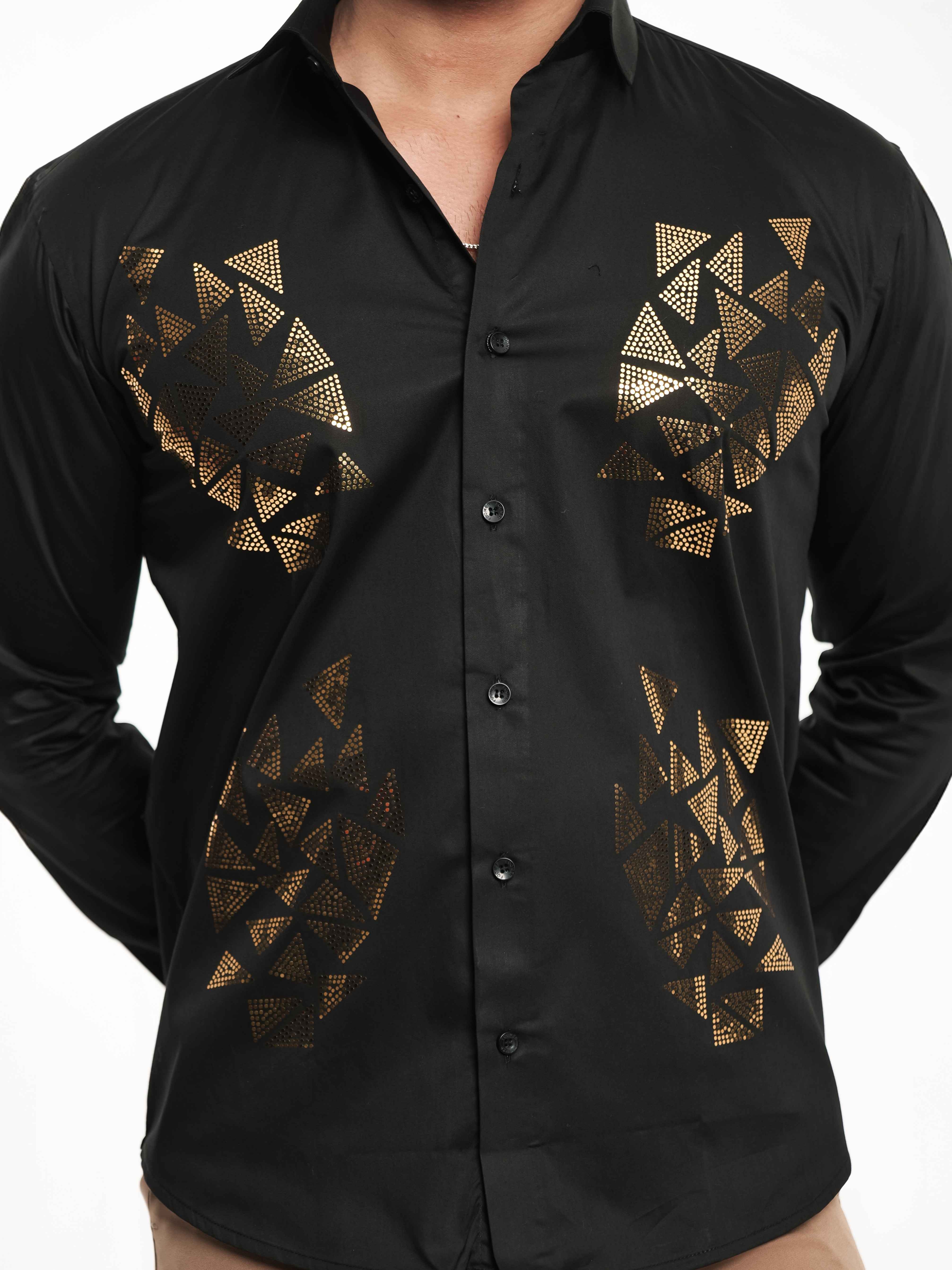 FOOMER BLACK SEQUENCE DESIGNER SHIRT FOR MEN'S