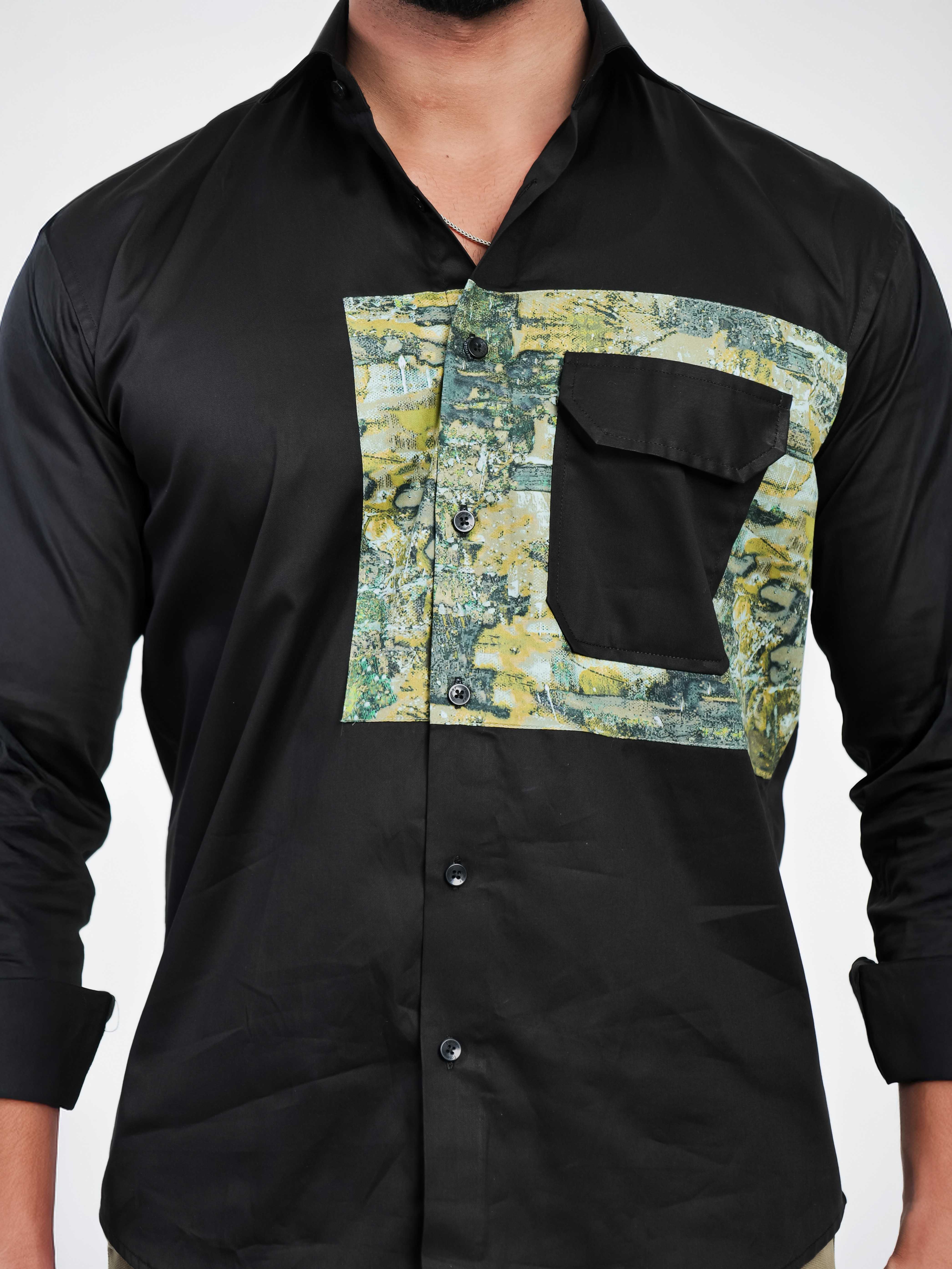 FOOMER BLACK CUT N SEW DESIGNER SHIRT FOR MEN'S