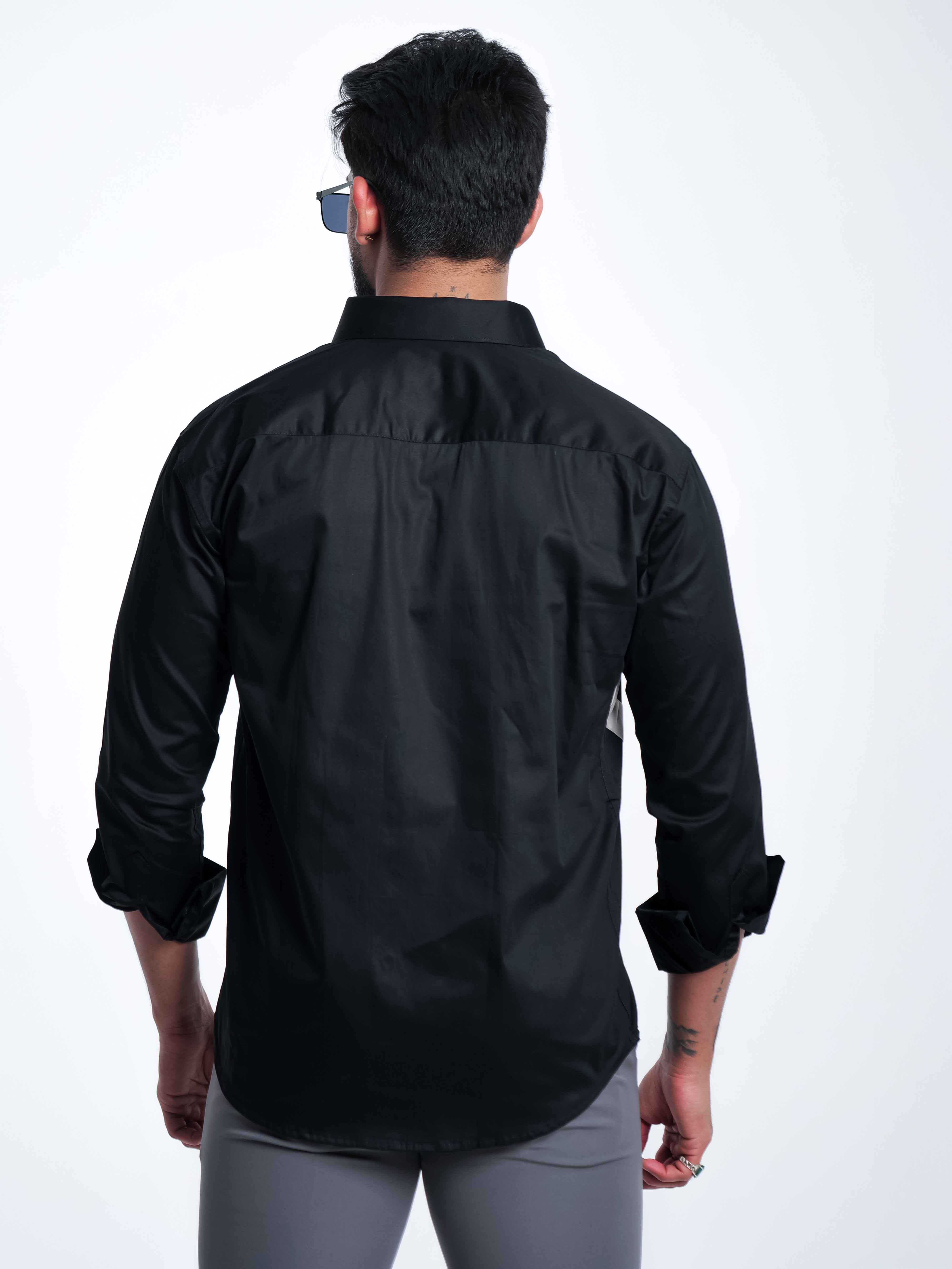 FOOMER BLACK CUT N SEW DESIGNER SHIRT FOR MEN'S