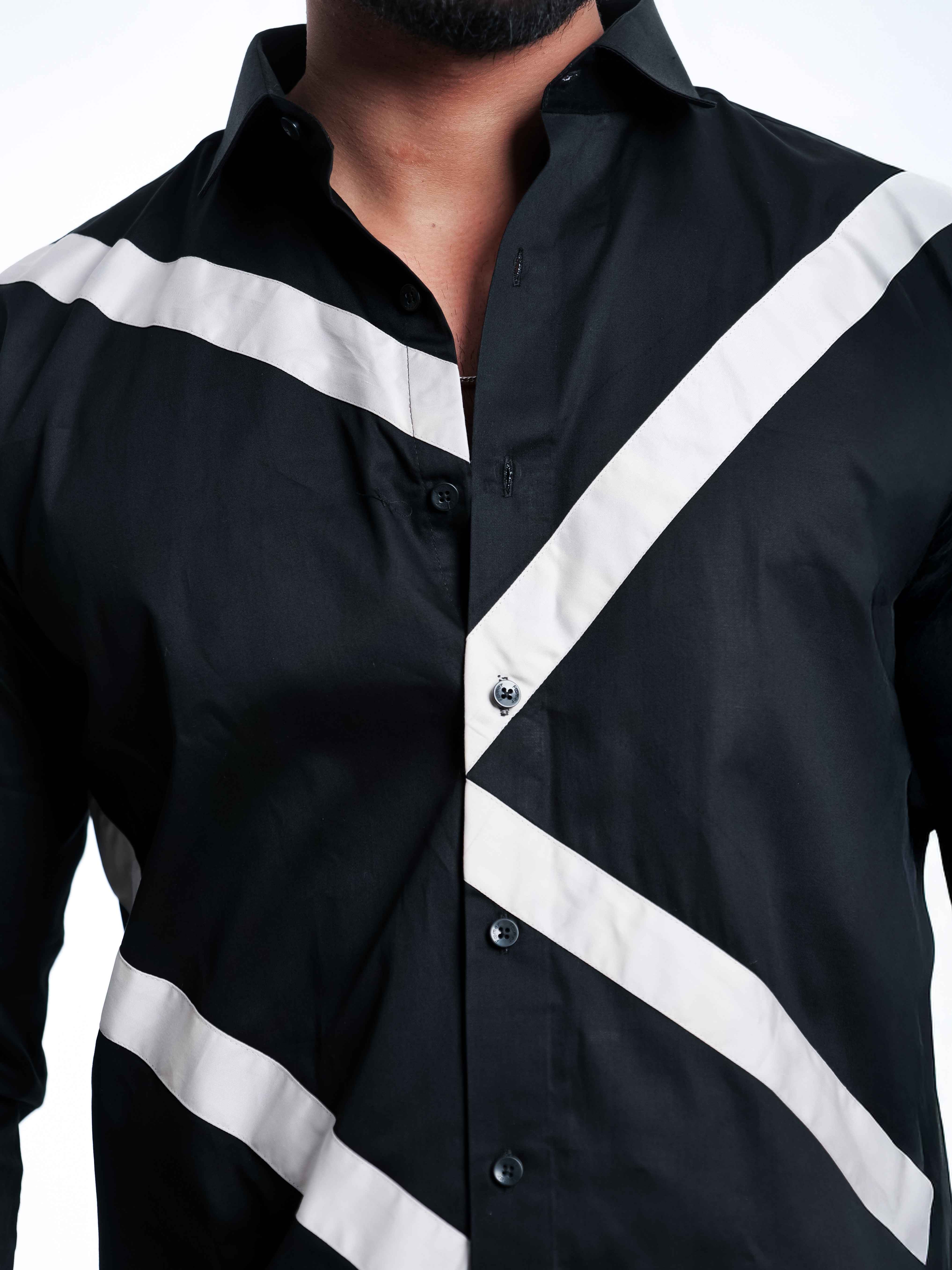 FOOMER BLACK CUT N SEW DESIGNER SHIRT FOR MEN'S