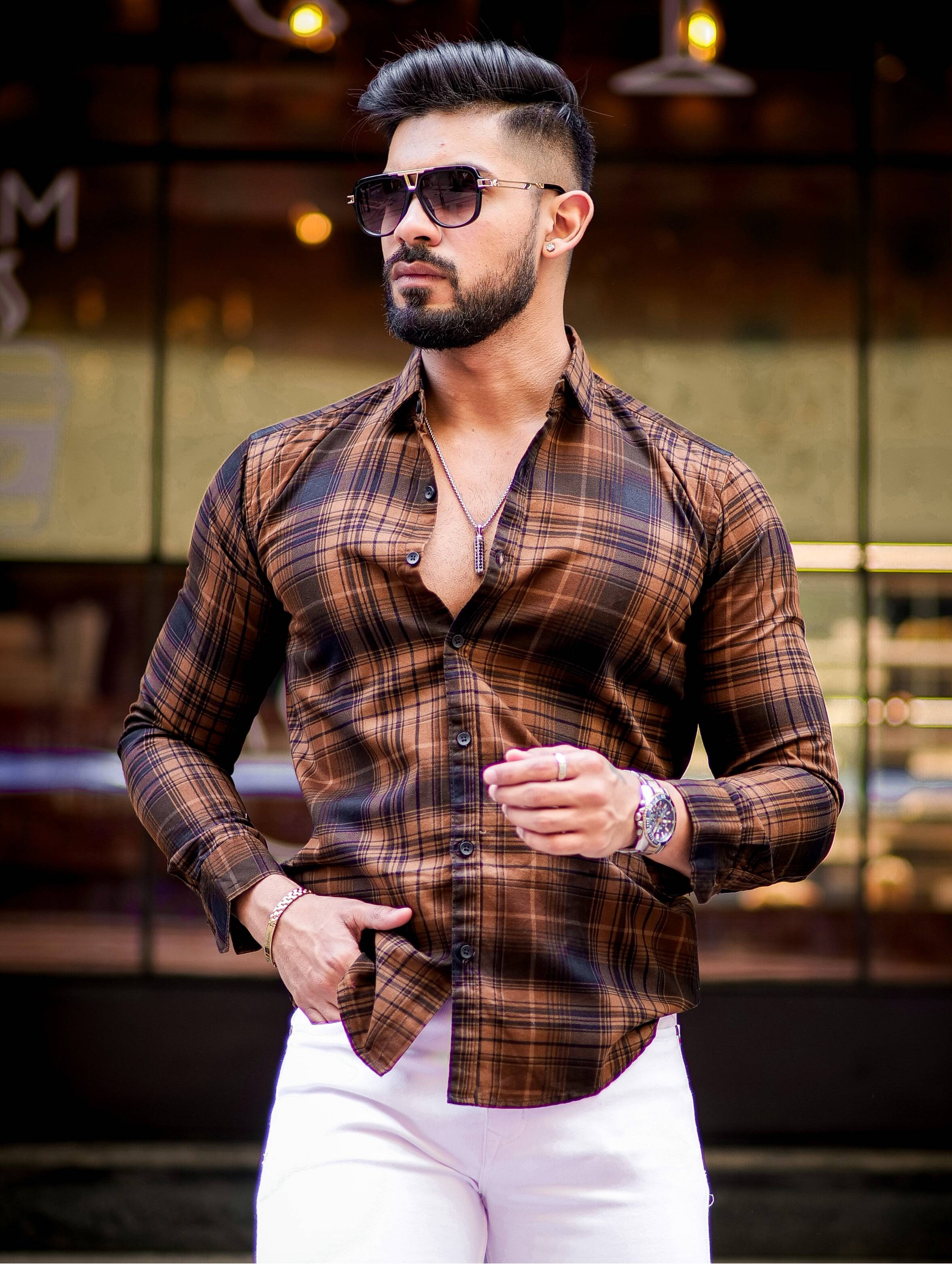 Brown Cotton Print Premium Shirt – The Foomer