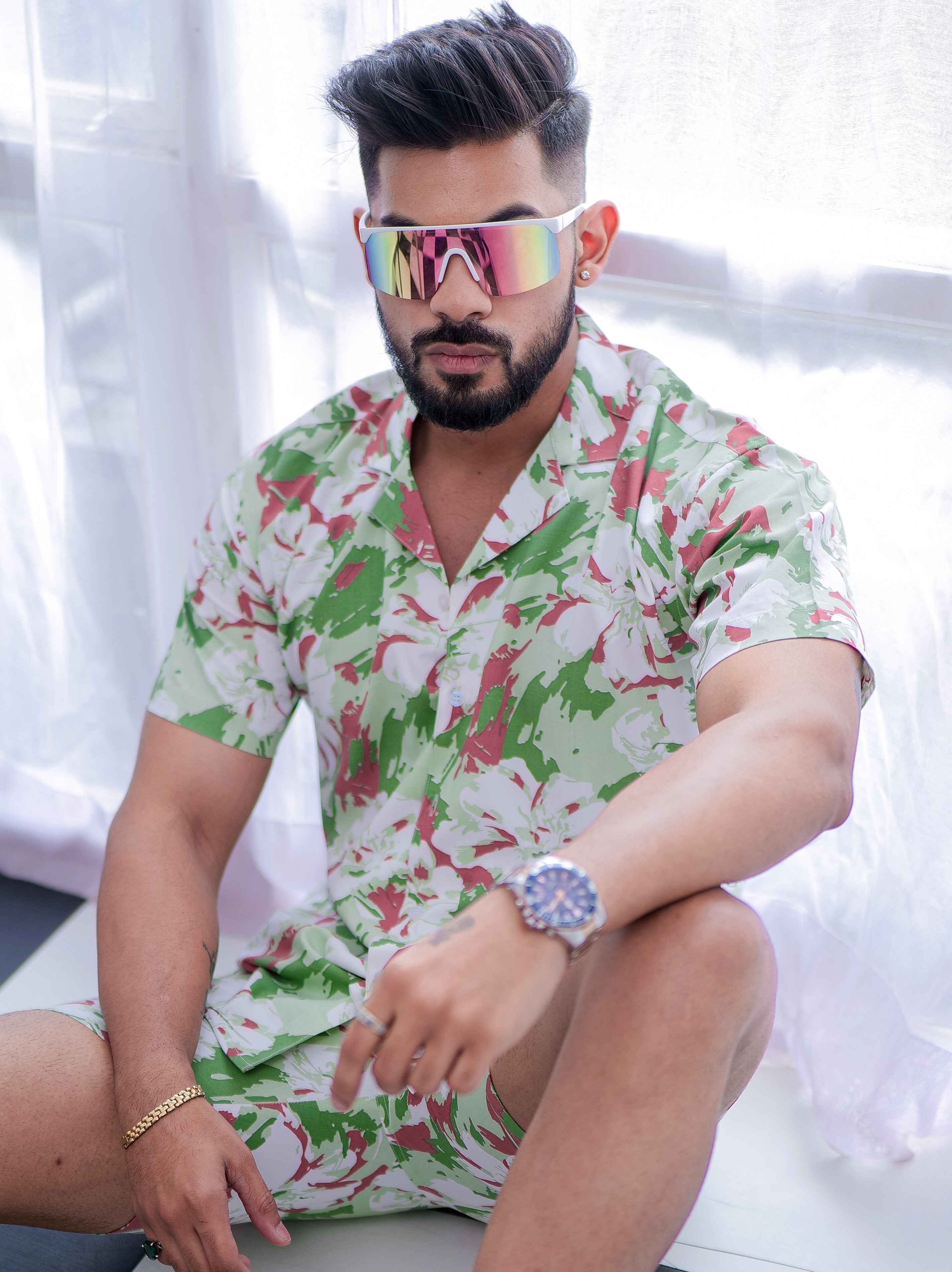 White Green Printed Co-Ords Set