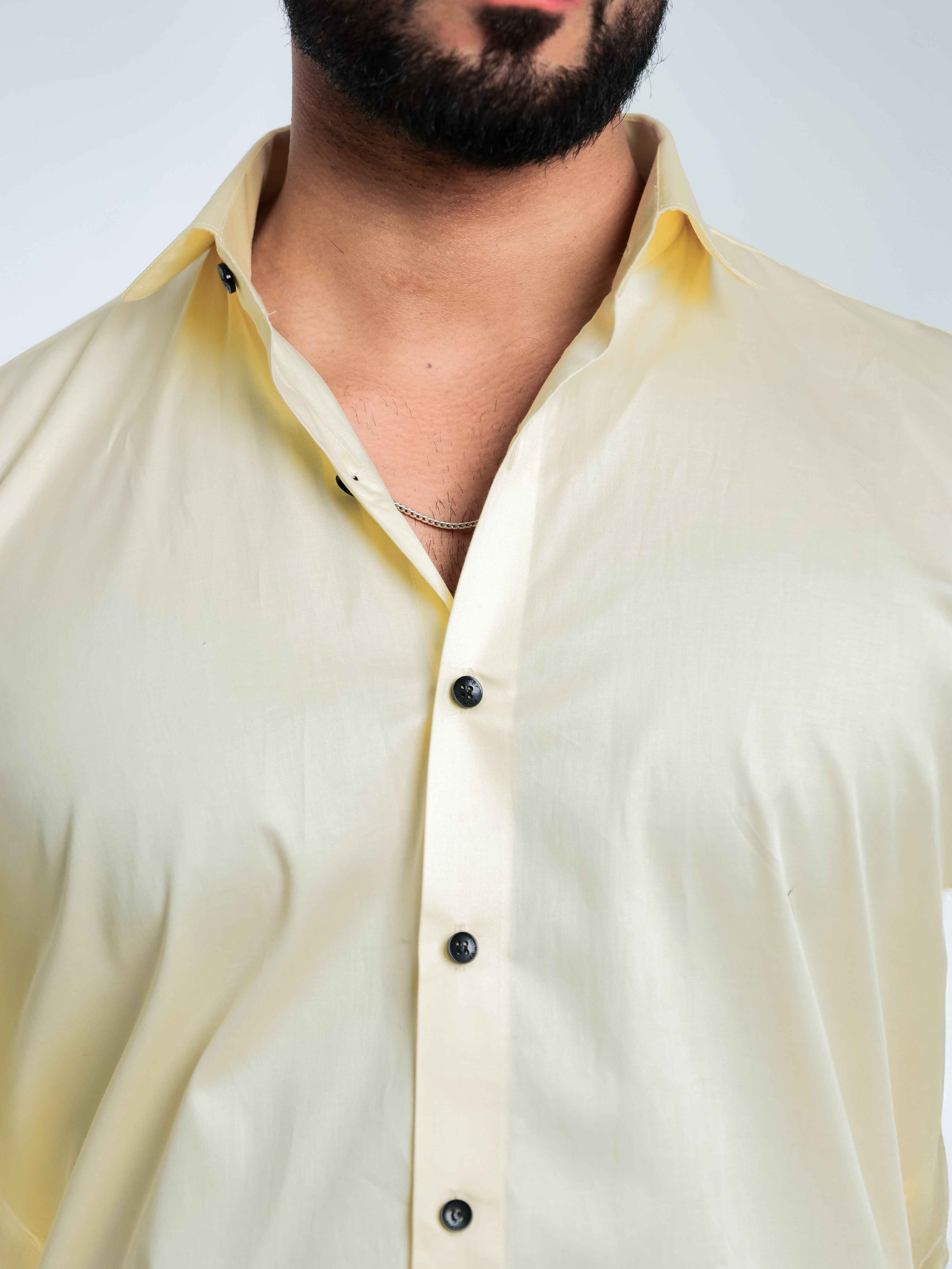 FOOMER FORMY LIGHT YELLOW LUXURY SATIN SHIRT FOR MEN'S
