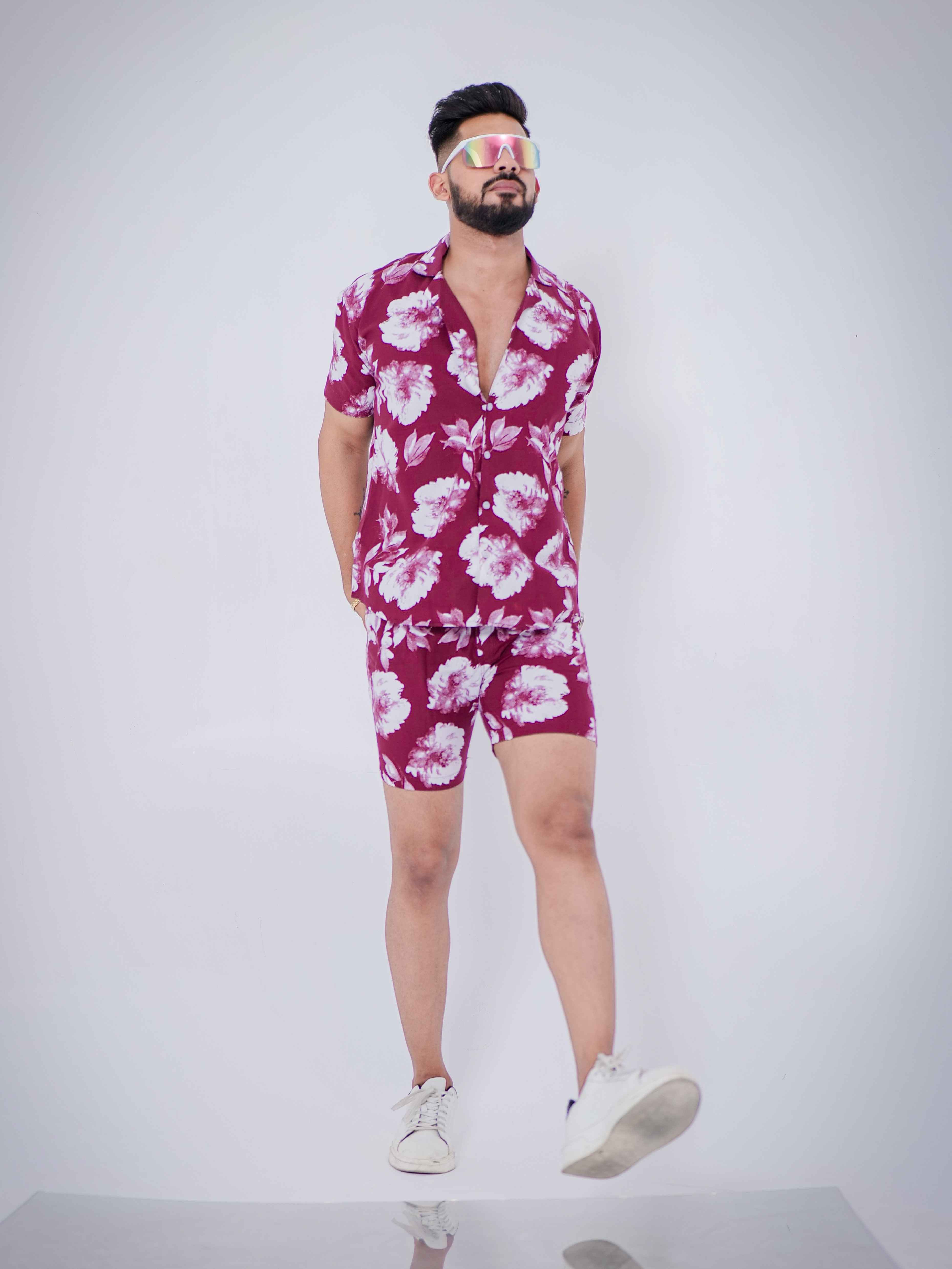 WIne Printed Co-Ords Set