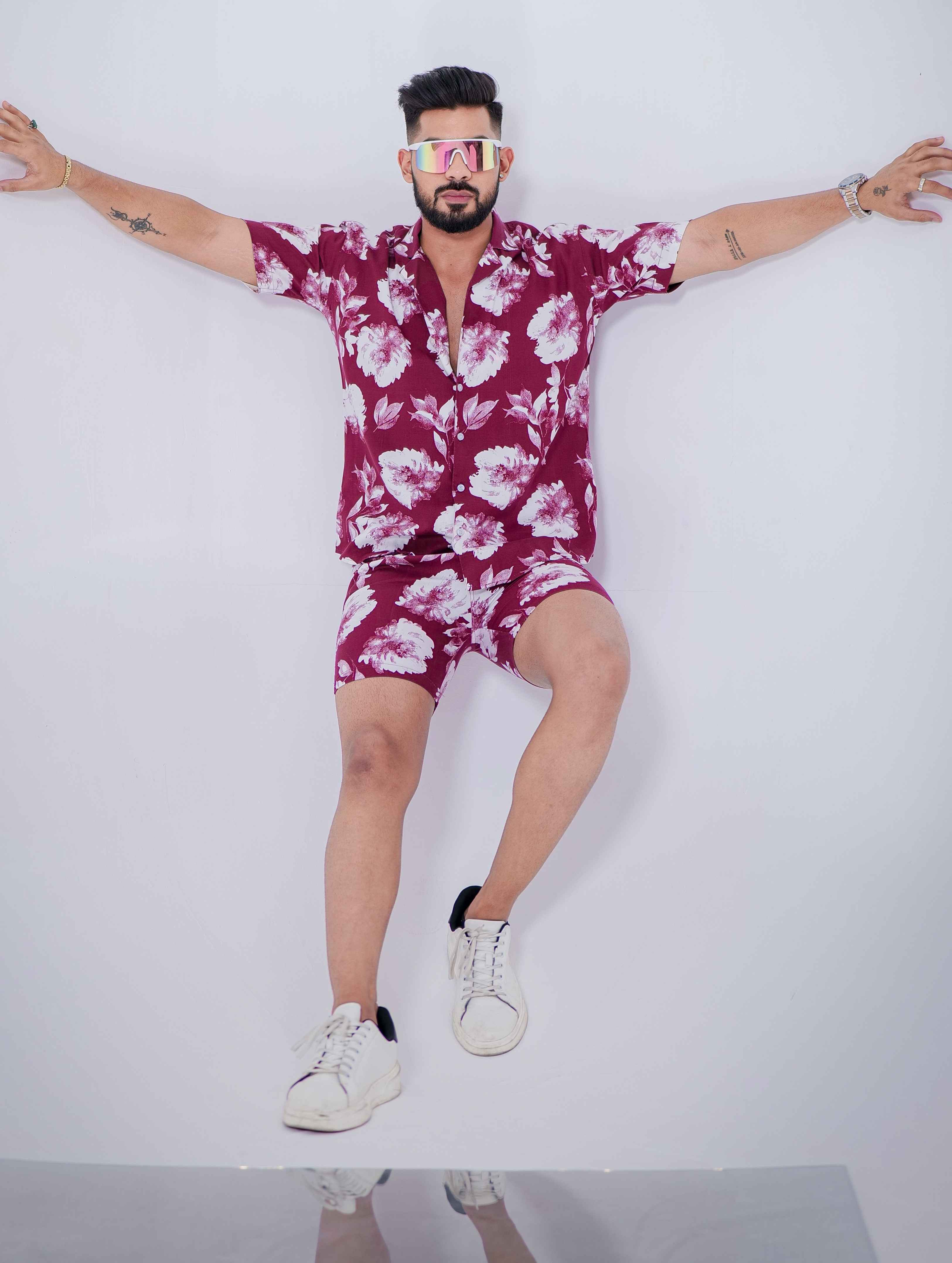 WIne Printed Co-Ords Set
