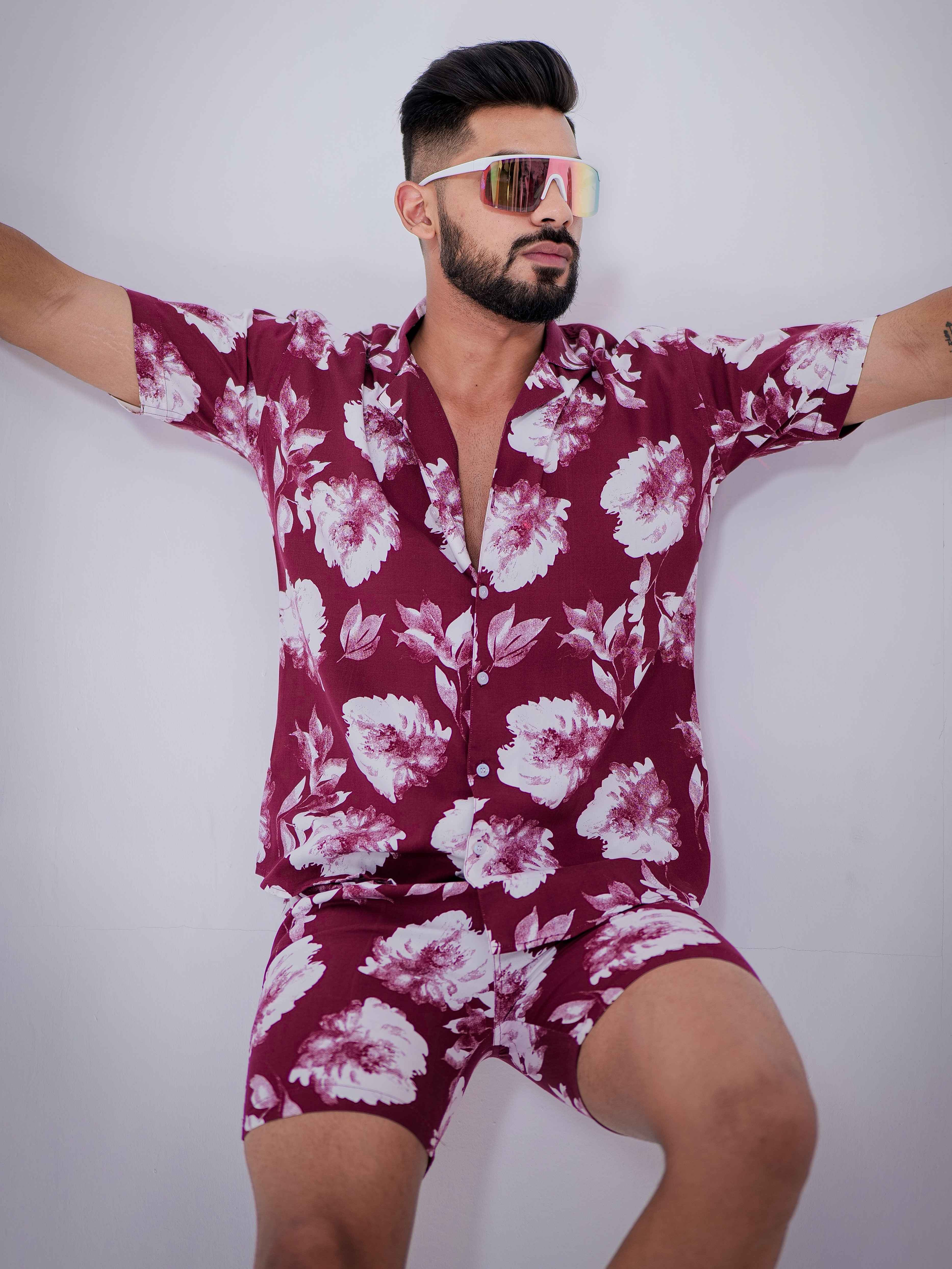WIne Printed Co-Ords Set