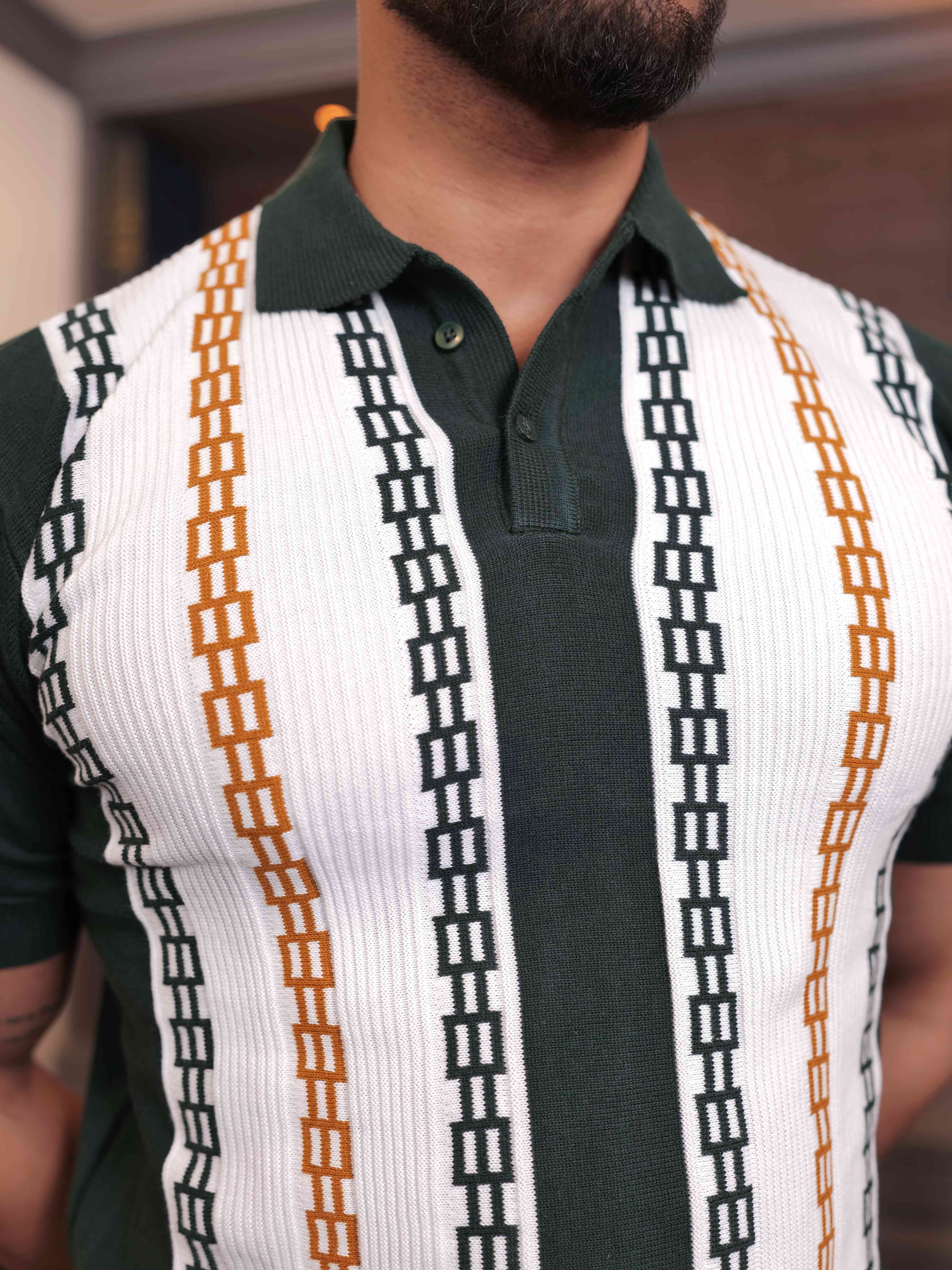 FOOMER GREEN HALF SLEEVE KNITED TSHIRT FOR MEN'S
