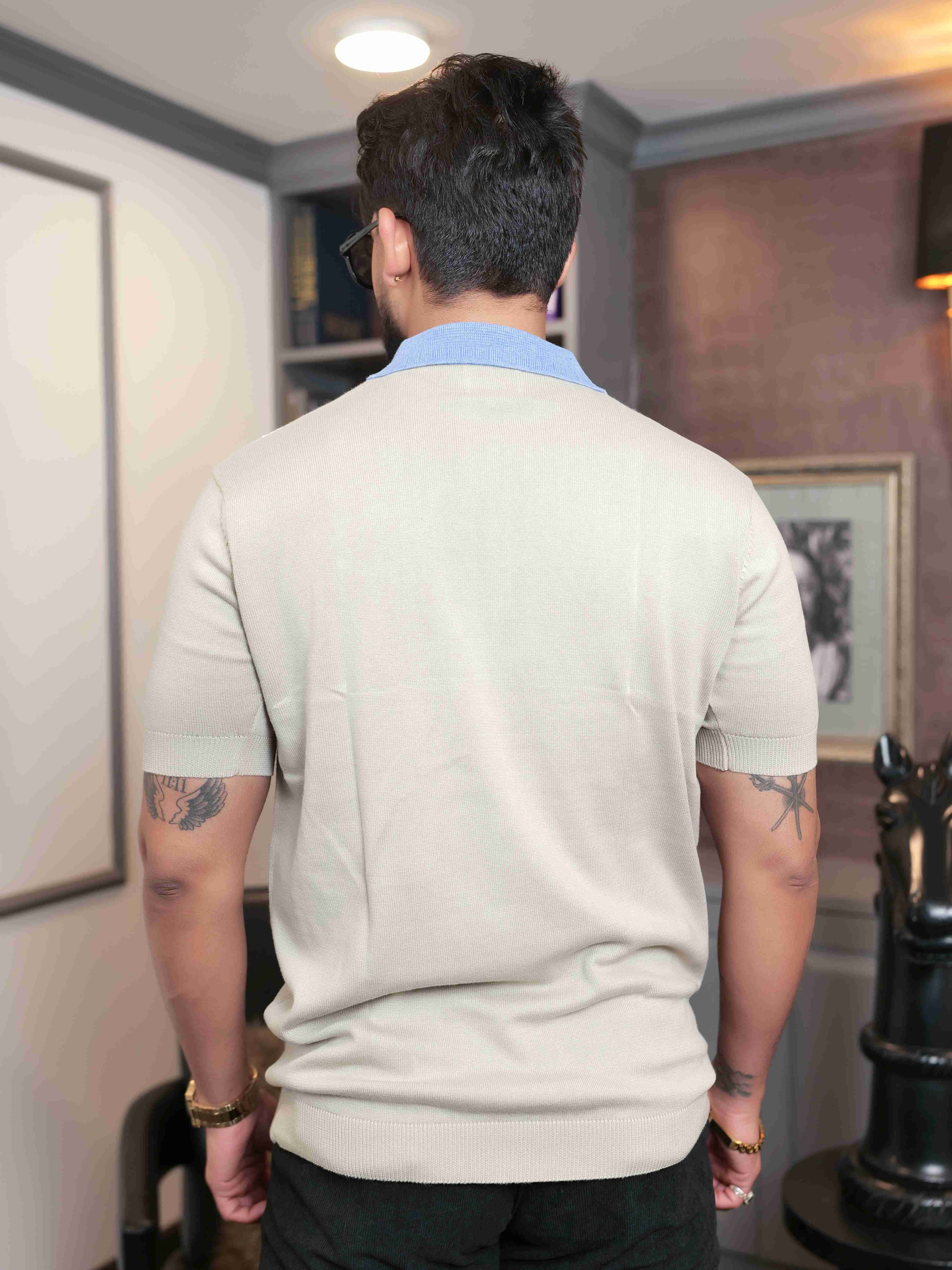 FOOMER MULTICOLOR HALF SLEEVE KNITED TSHIRT FOR MEN'S