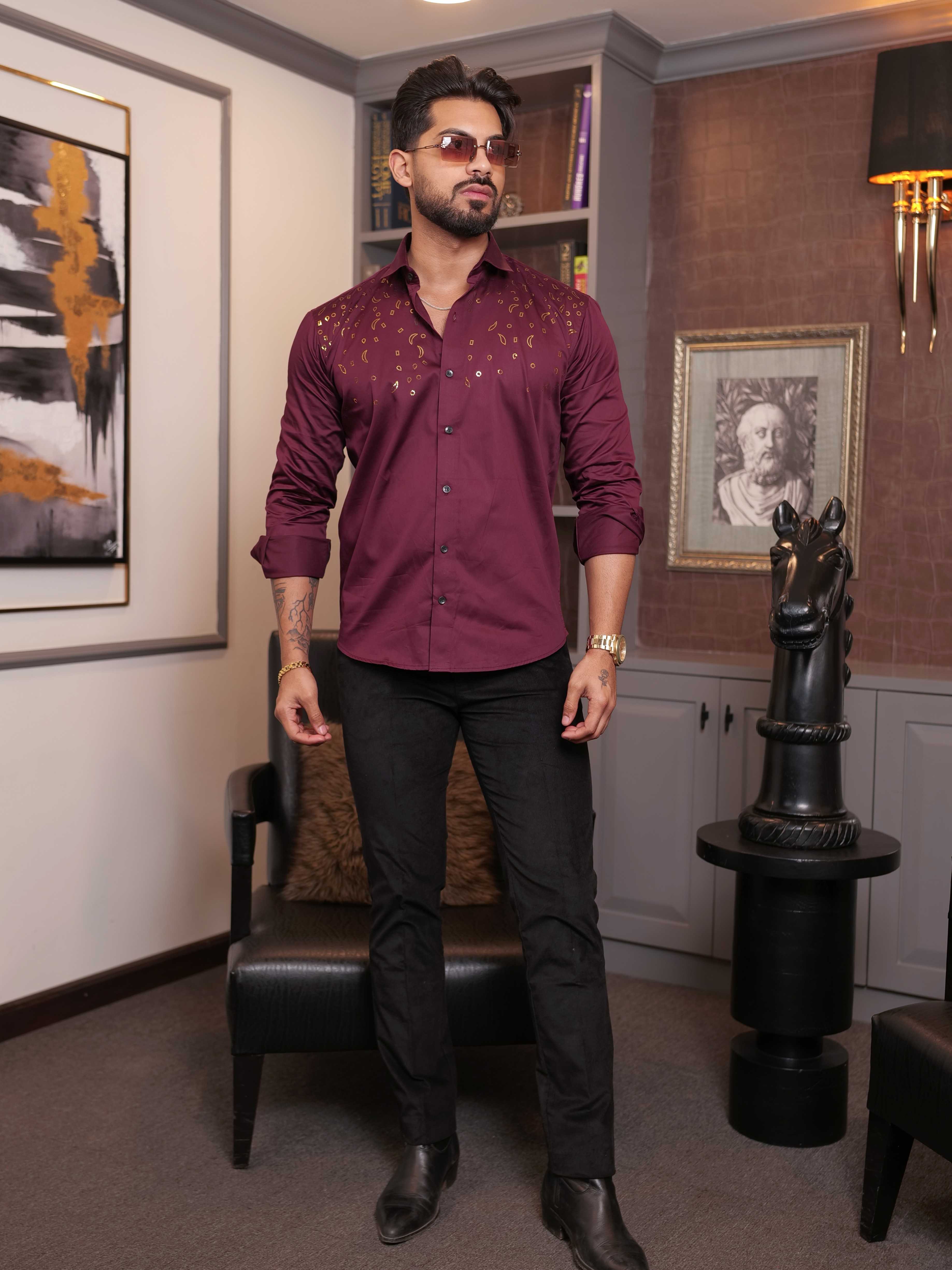 FOOMER WINE SEQUENCE DESIGNER SHIRT FOR MEN'S