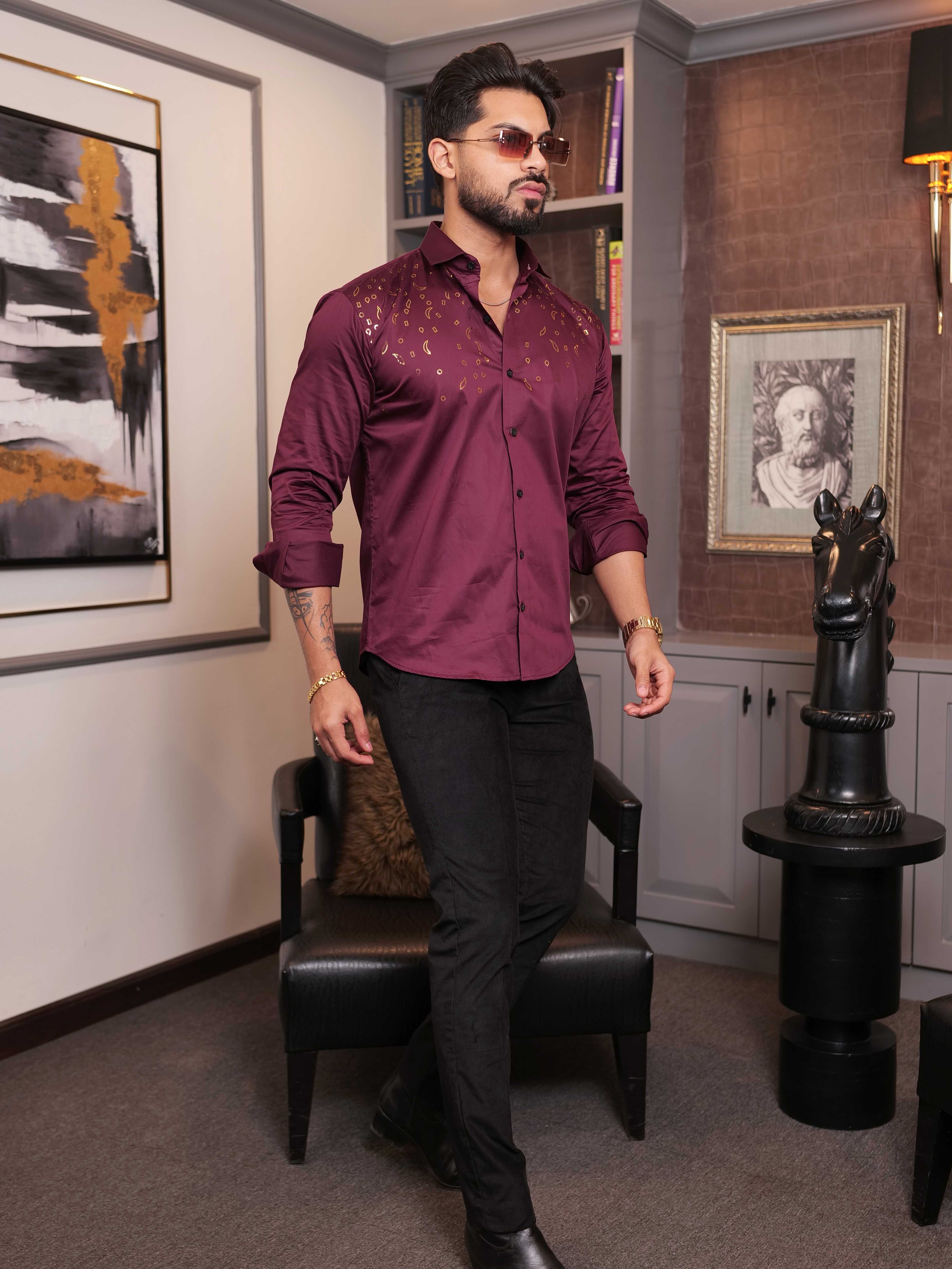FOOMER WINE SEQUENCE DESIGNER SHIRT FOR MEN'S