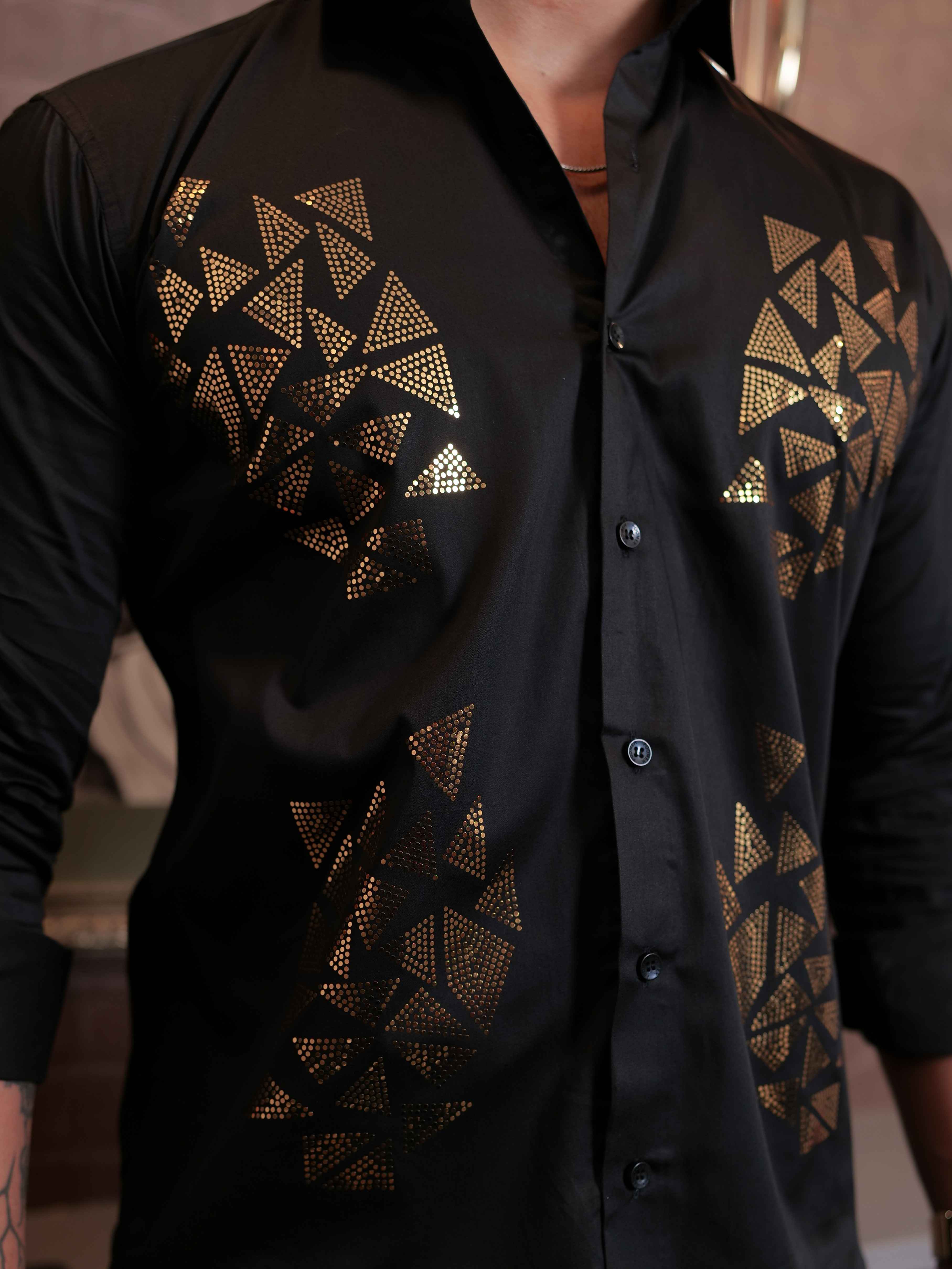 FOOMER BLACK SEQUENCE DESIGNER SHIRT FOR MEN'S