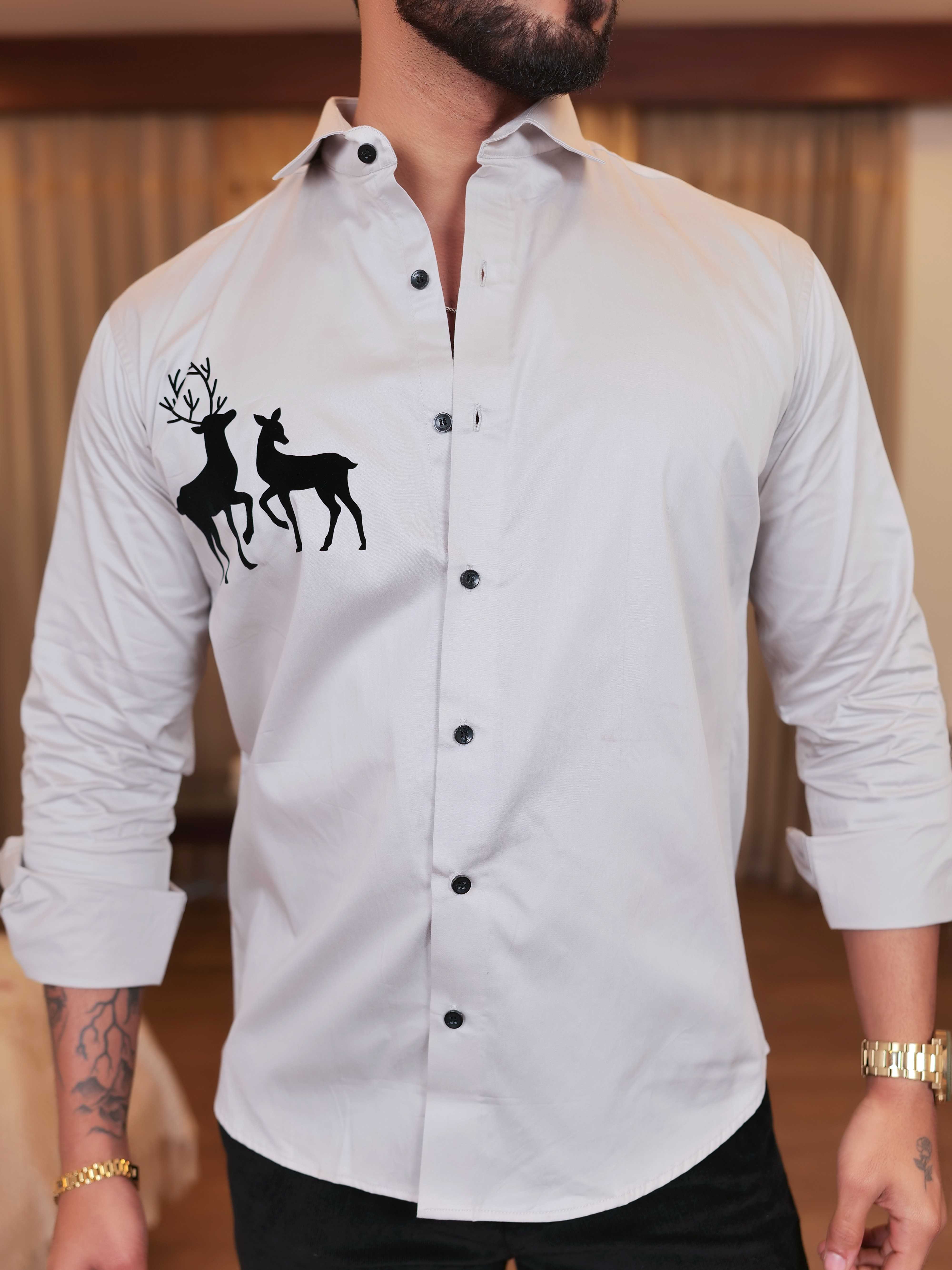 FOOMER GREY DEER DESIGNER SHIRT FOR MEN'S