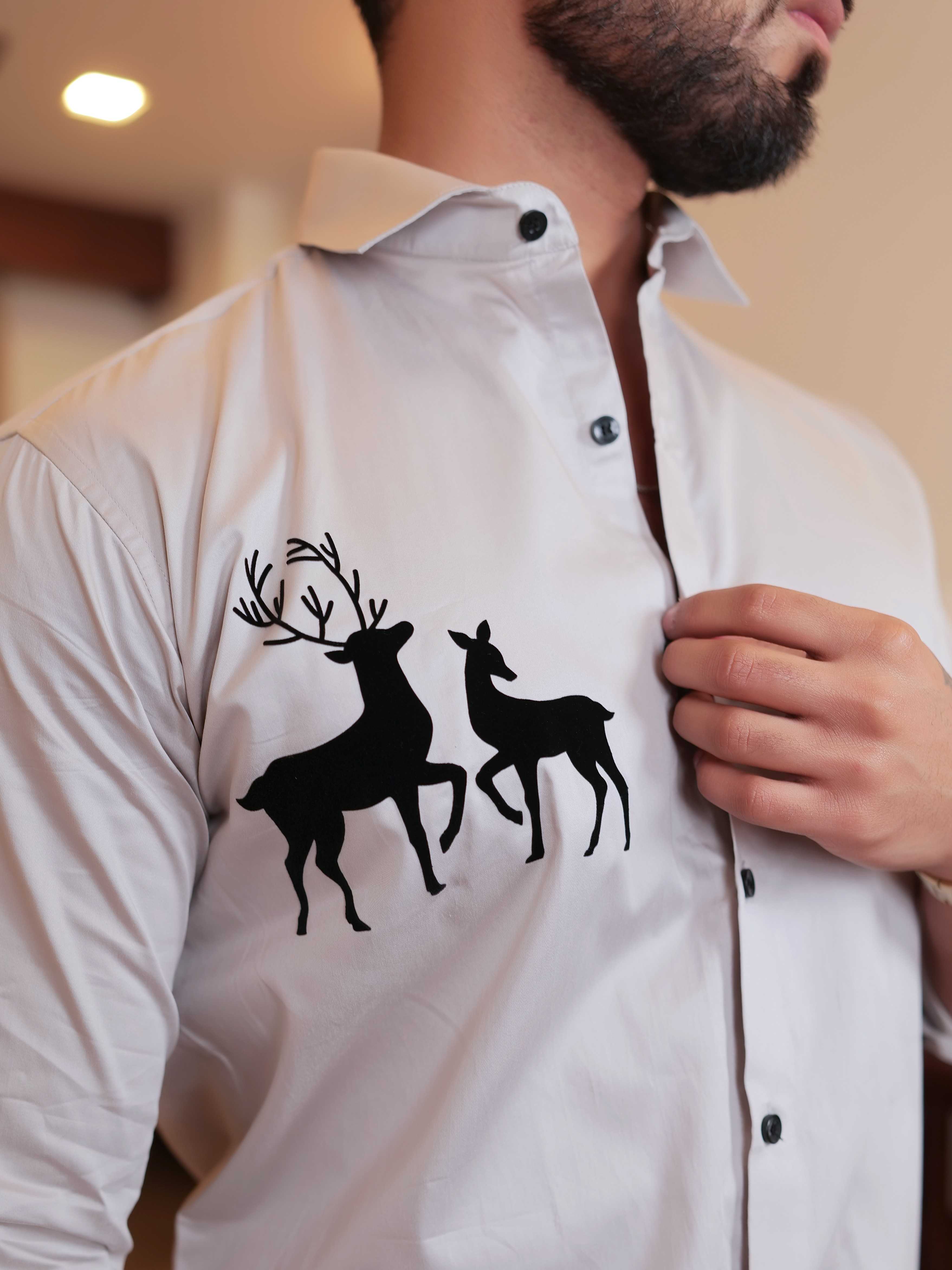FOOMER GREY DEER DESIGNER SHIRT FOR MEN'S