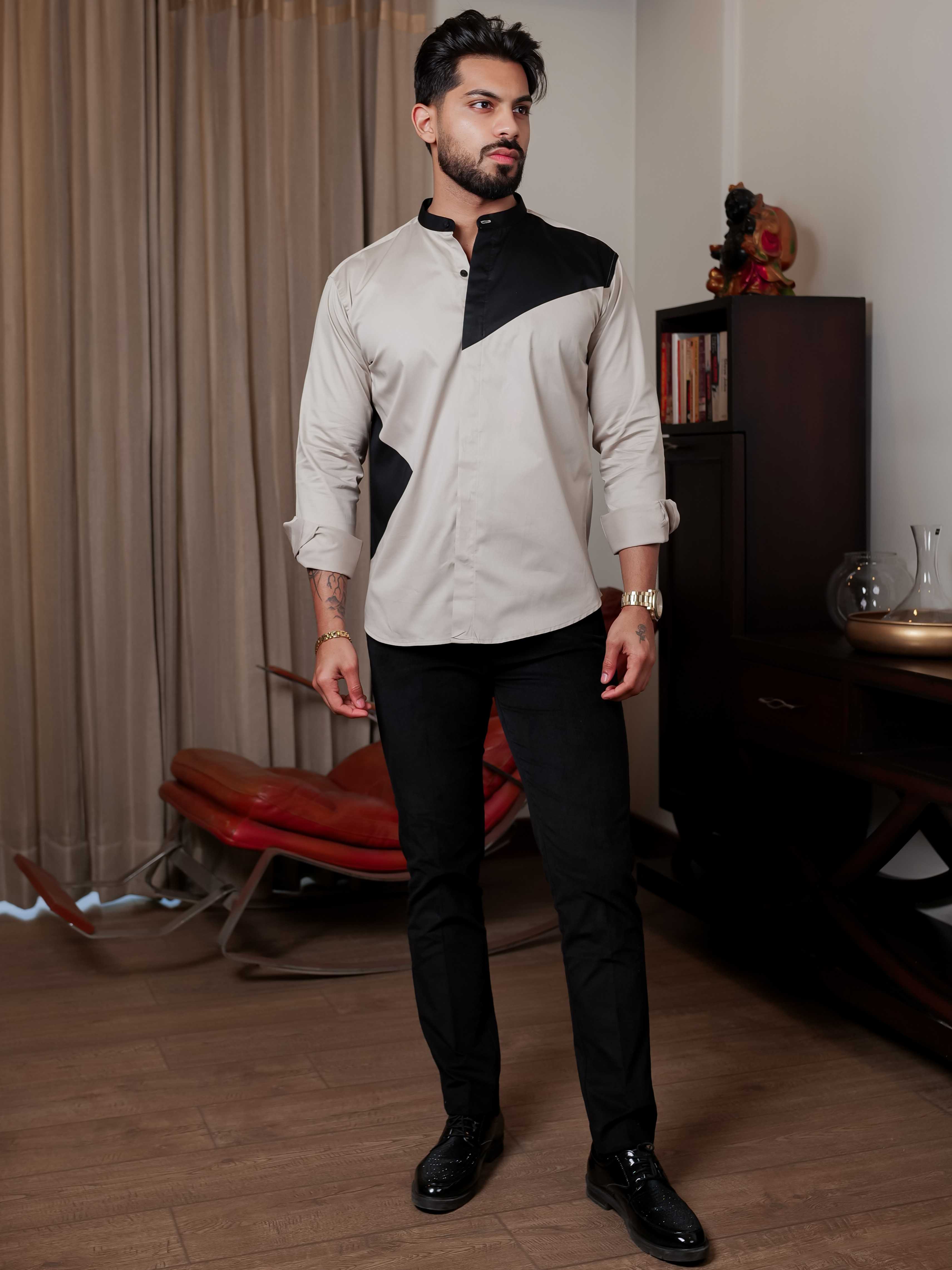 FOOMER CREAM CUT N SEW DESIGNER SHIRT FOR MEN'S