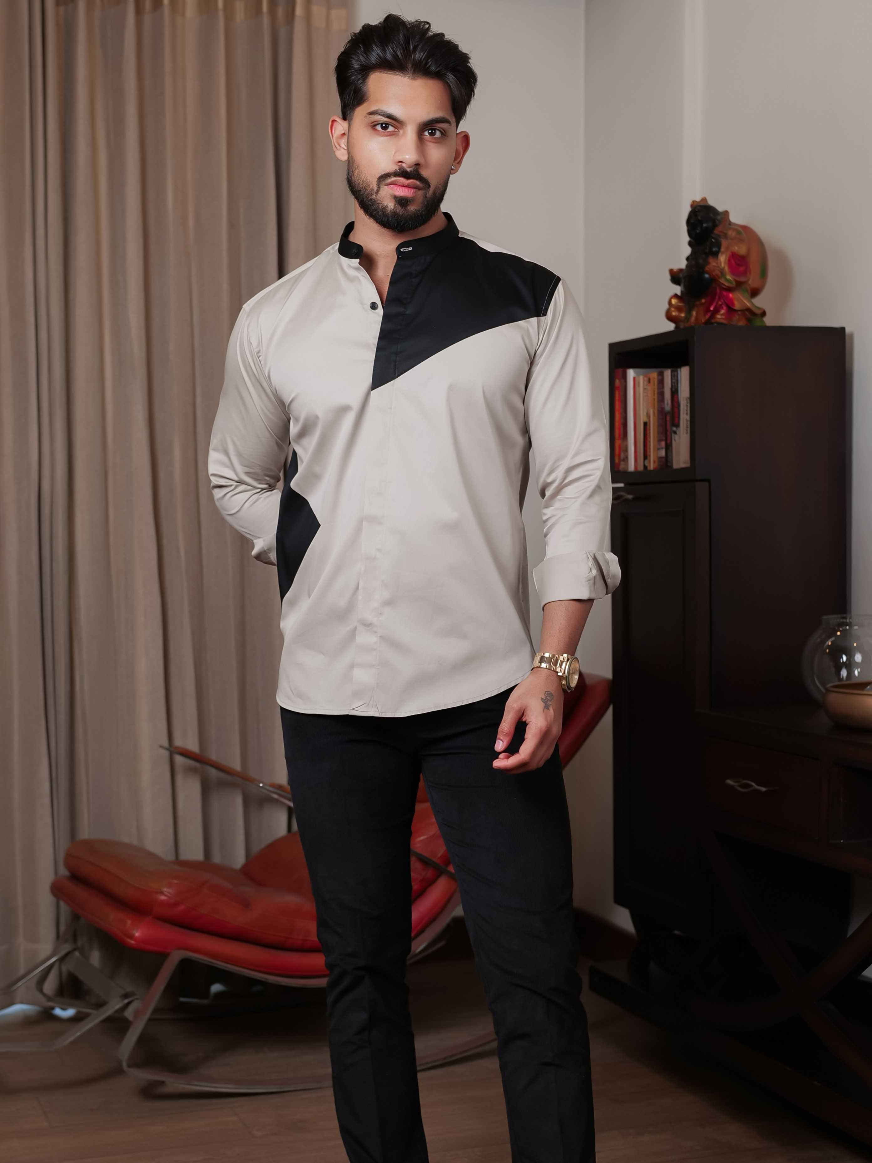 FOOMER CREAM CUT N SEW DESIGNER SHIRT FOR MEN'S