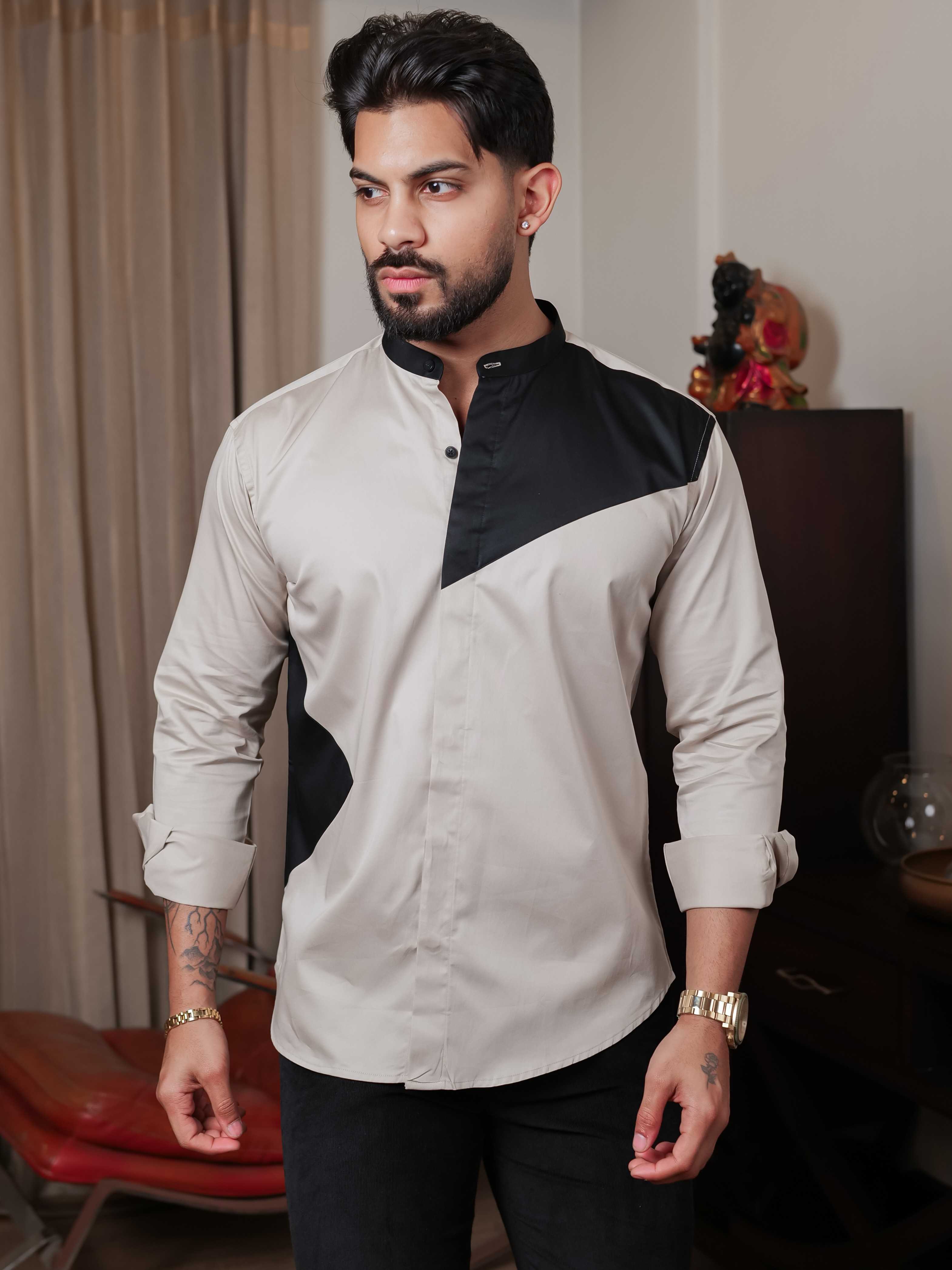 FOOMER CREAM CUT N SEW DESIGNER SHIRT FOR MEN'S