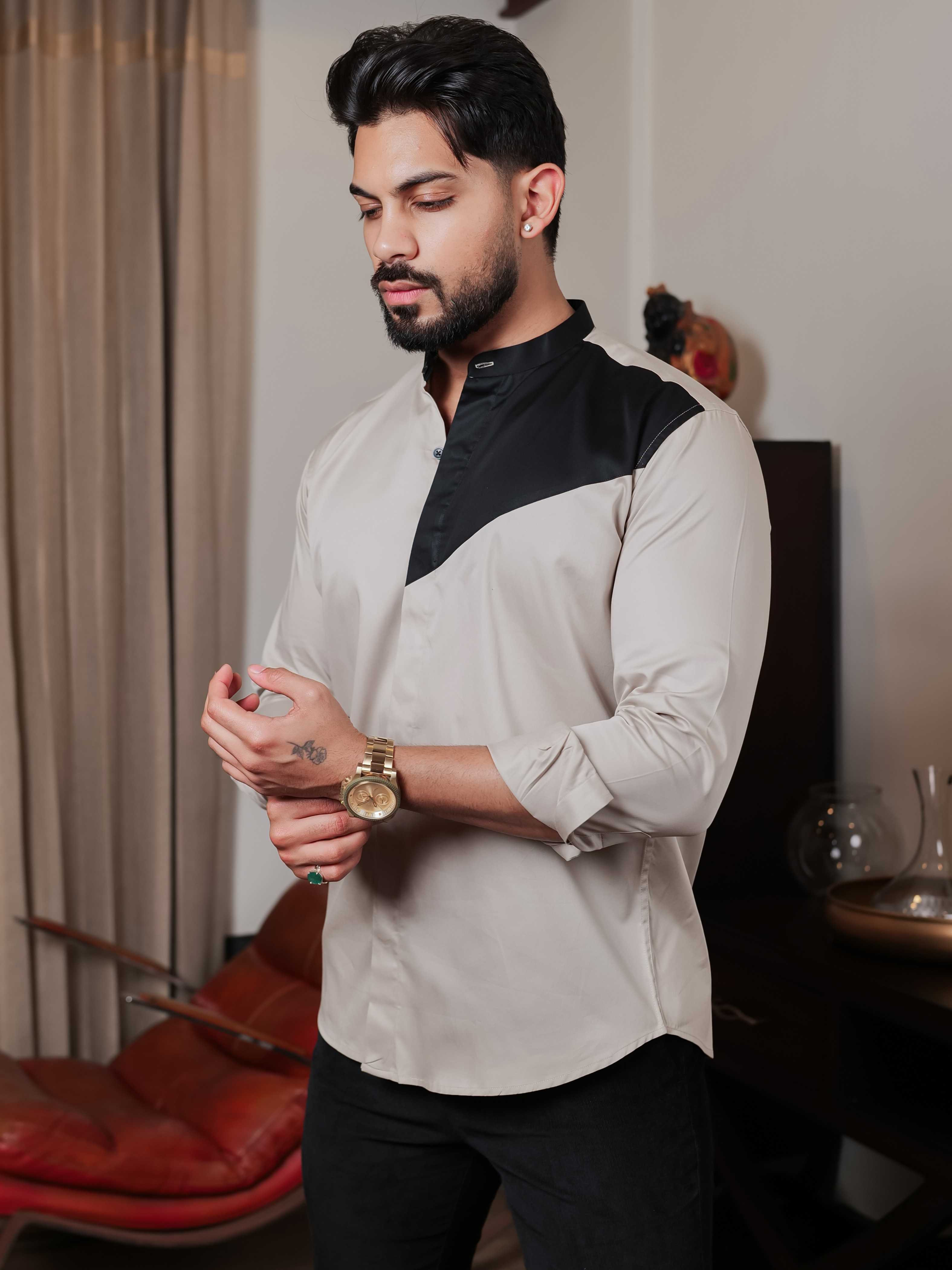FOOMER CREAM CUT N SEW DESIGNER SHIRT FOR MEN'S