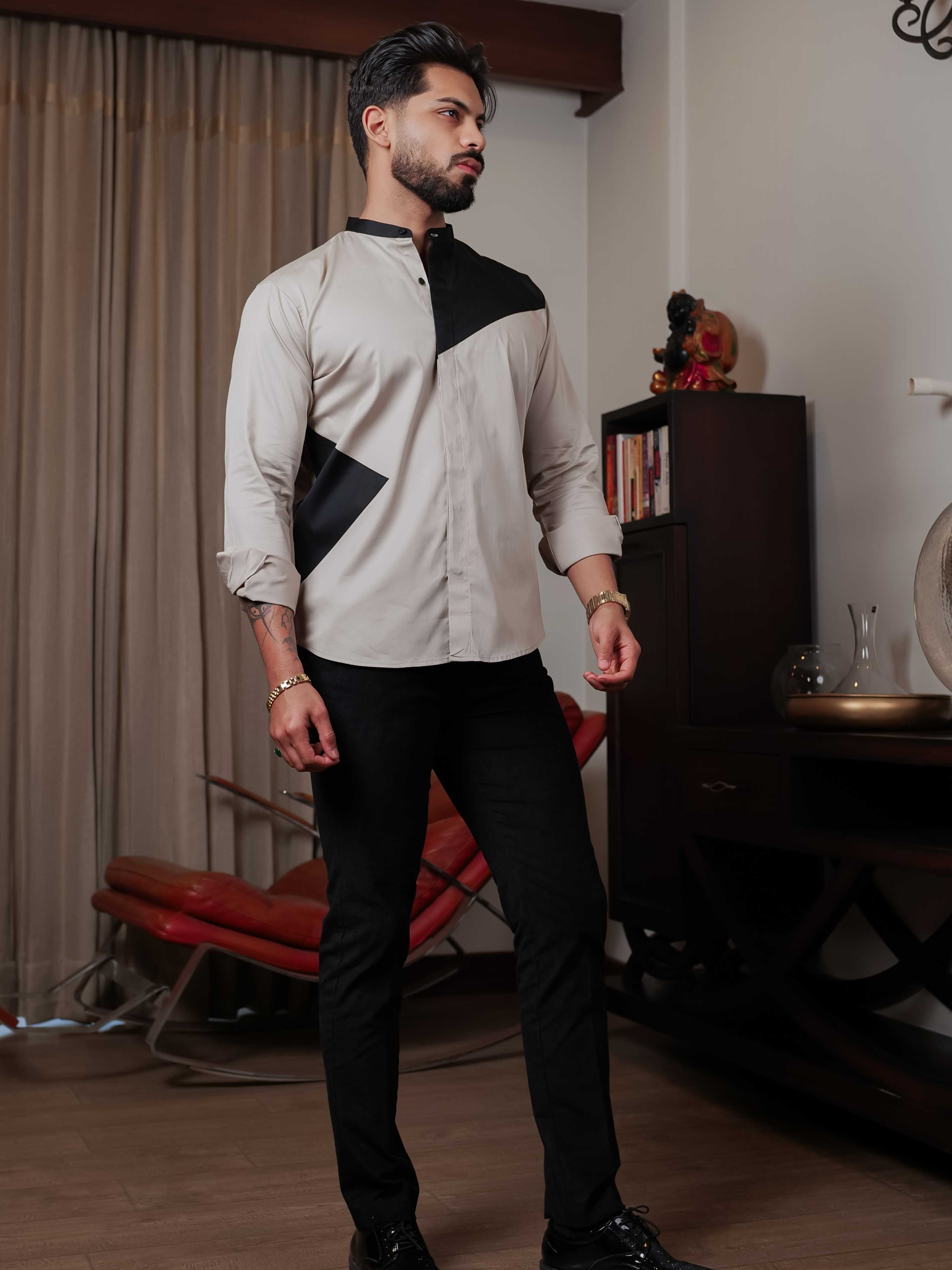 FOOMER CREAM CUT N SEW DESIGNER SHIRT FOR MEN'S