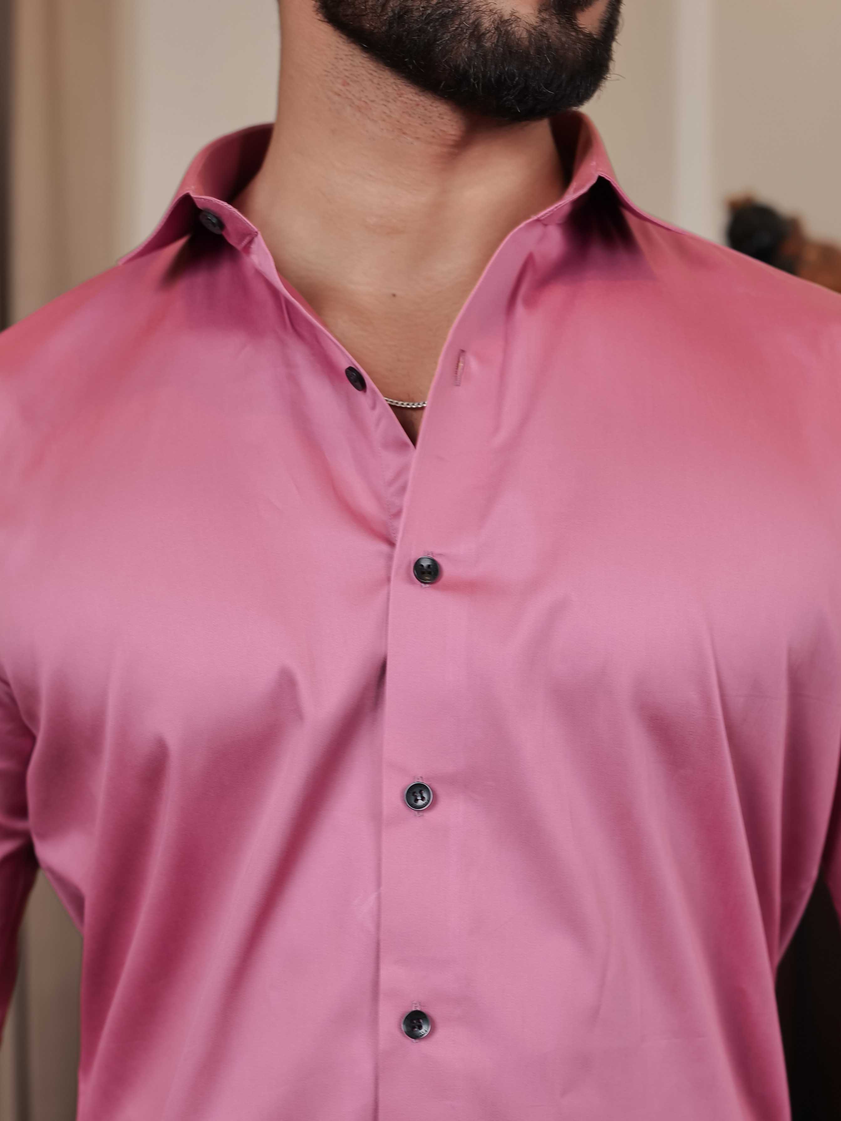 FOOMER FORMY DARK PINK LUXURY SATIN SHIRT FOR MEN'S