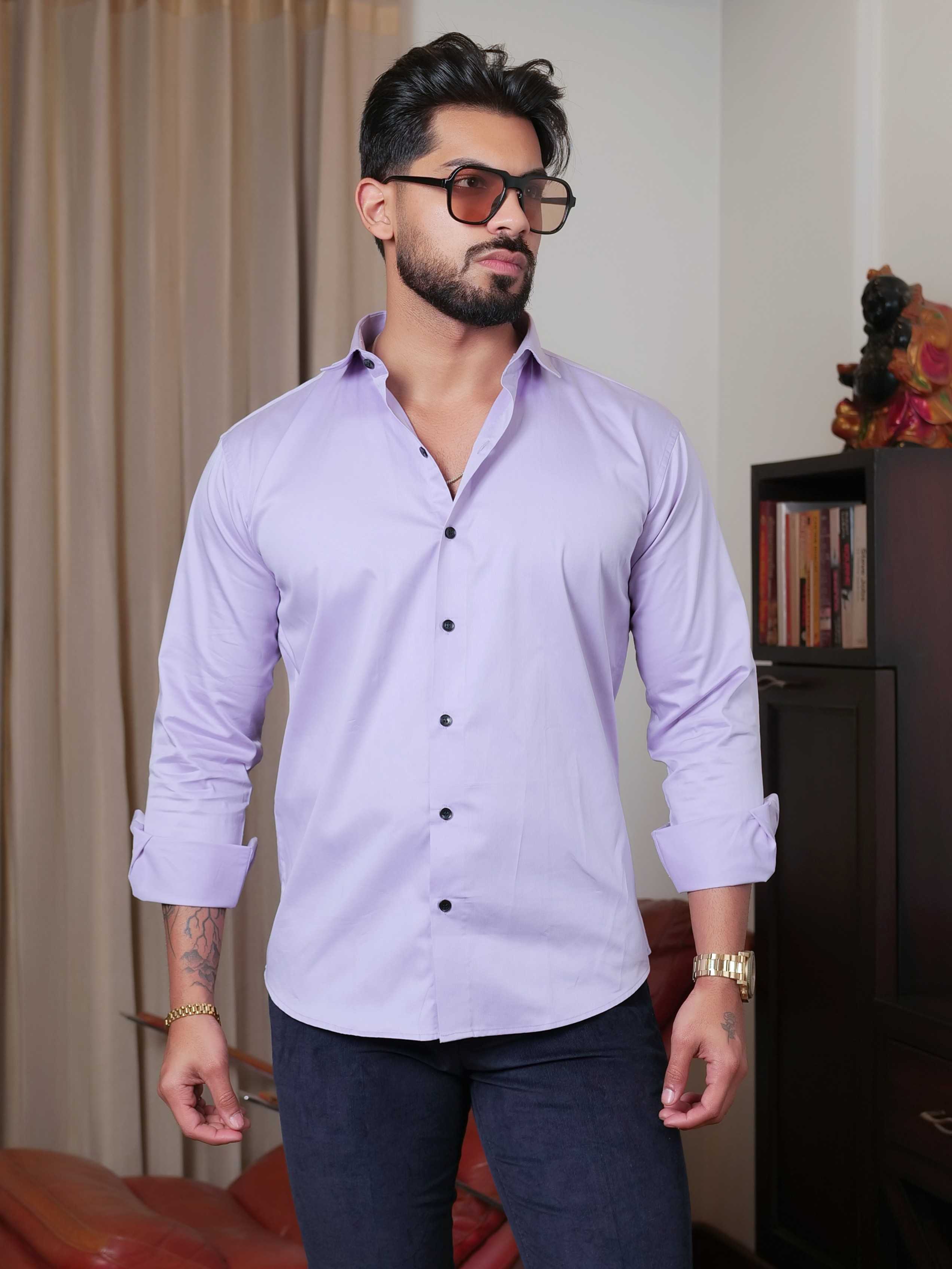 FOOMER FORMY LIGHT PURPLE LUXURY SATIN SHIRT FOR MEN'S