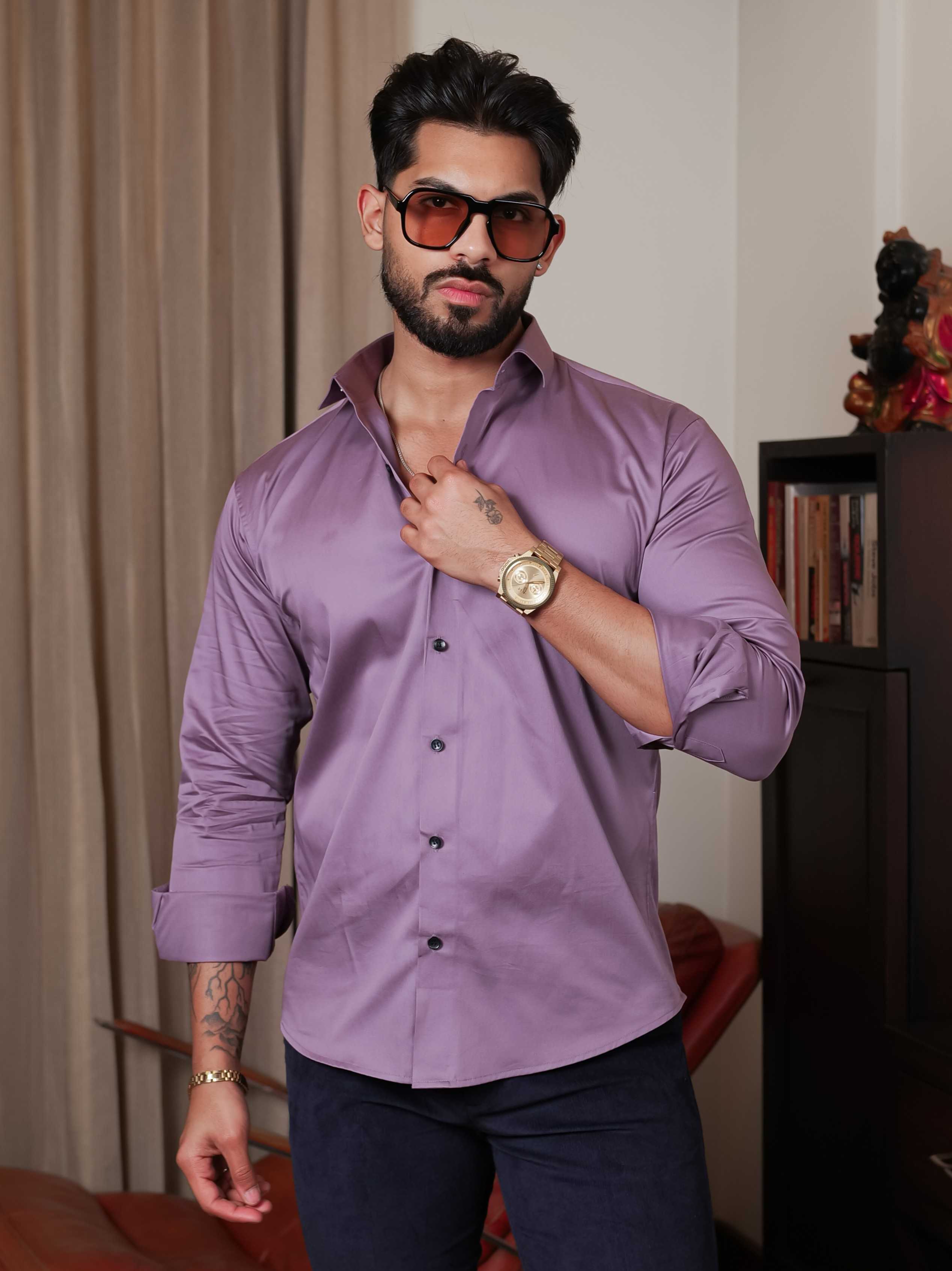 FOOMER FORMY MAGENTA LUXURY SATIN SHIRT FOR MEN'S