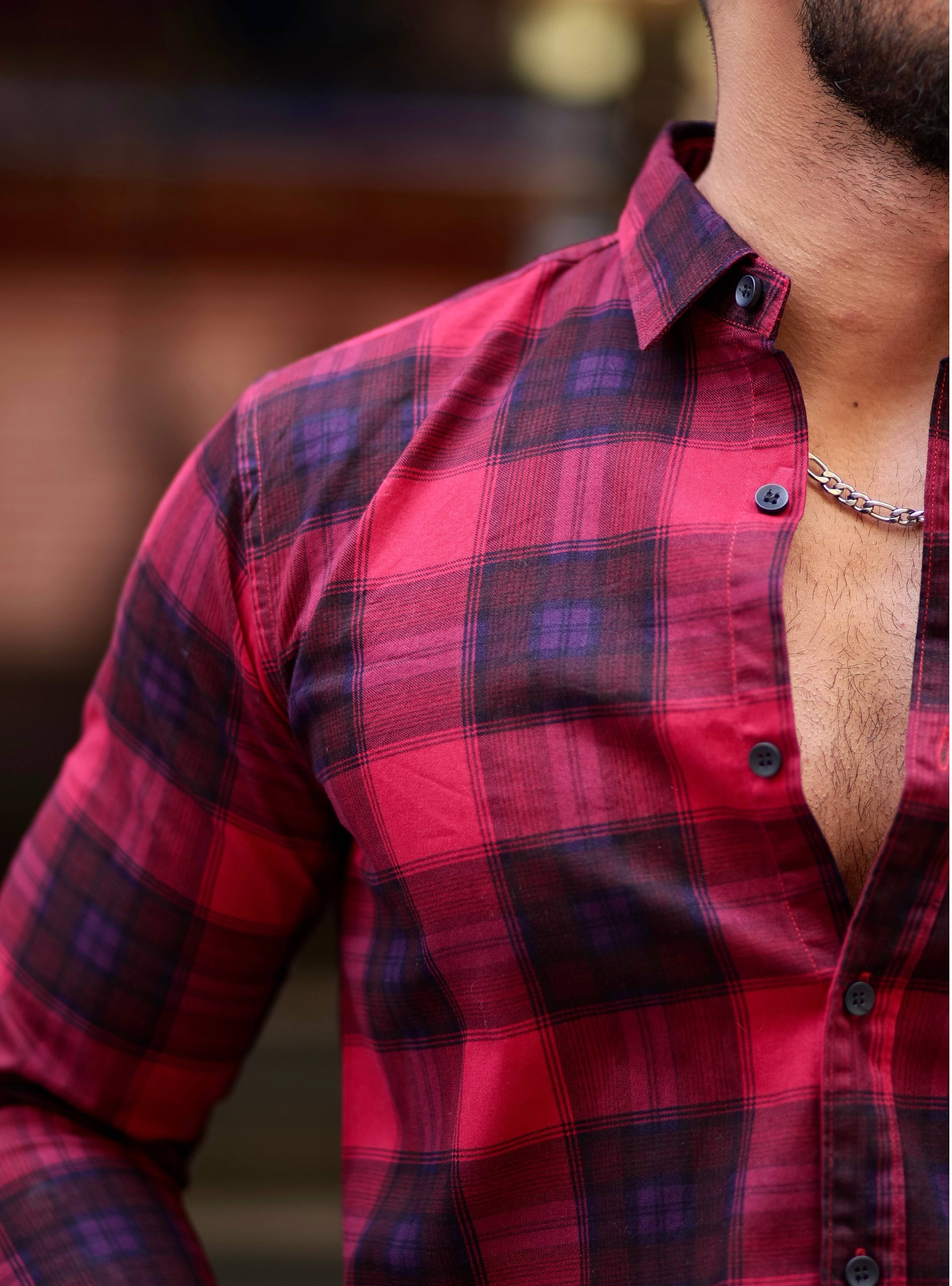 Maroon Checkered Cotton Shirt – The Foomer